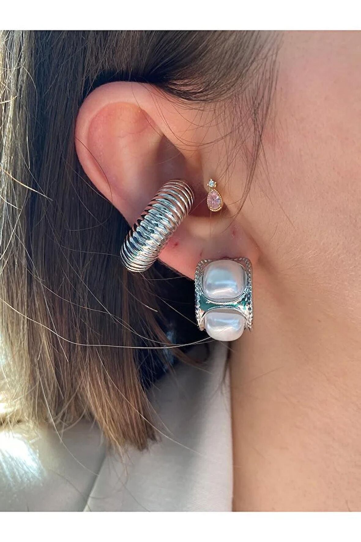 Boğumlu Halka Altın Kaplama Kıkırdak Earcuff