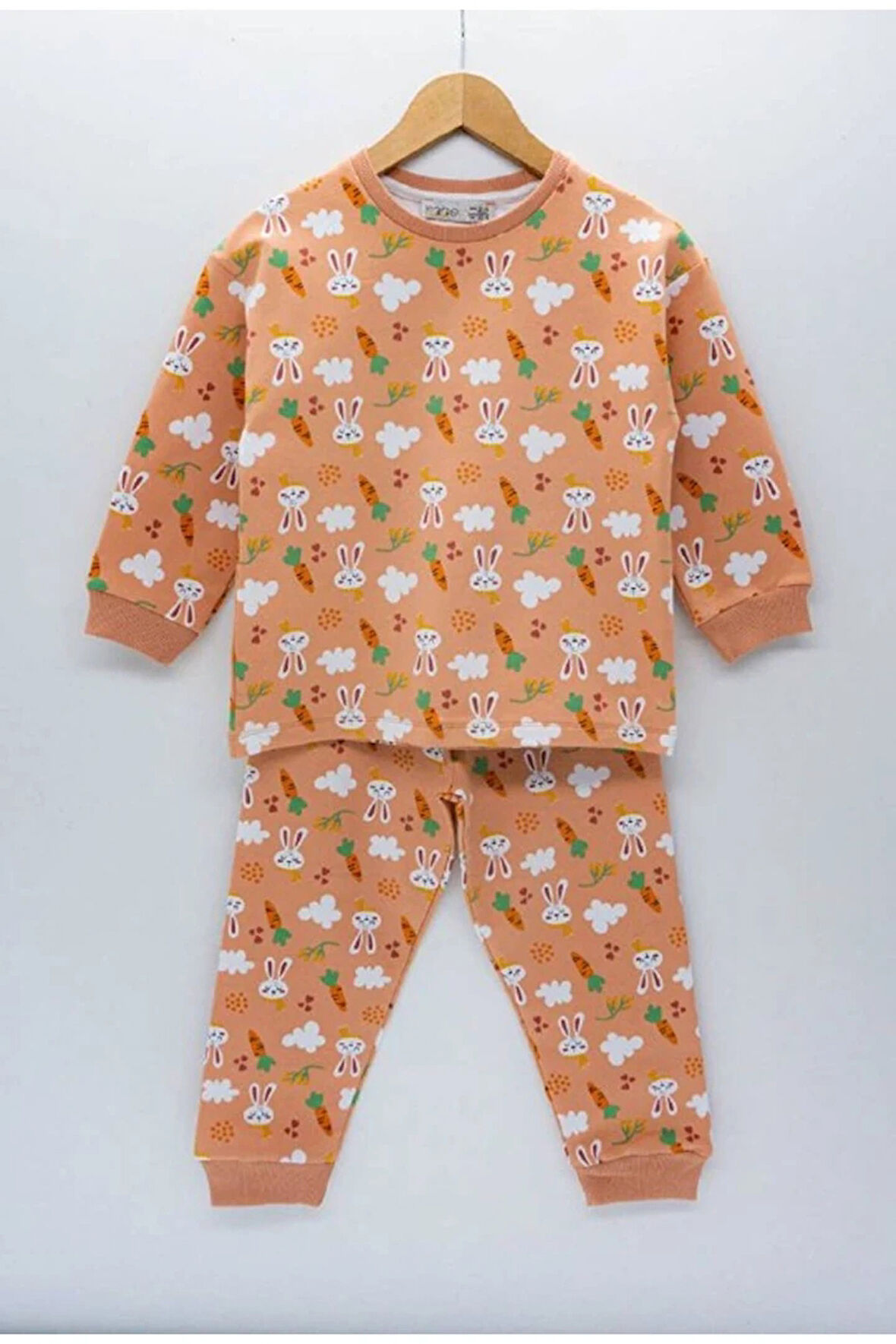 İSOB Gül Kurusu 2ip Fırçalı Kumaş %100 Pamuk Kız Çocuk Pijama Takımı 3-8 Yaş 11220-GK