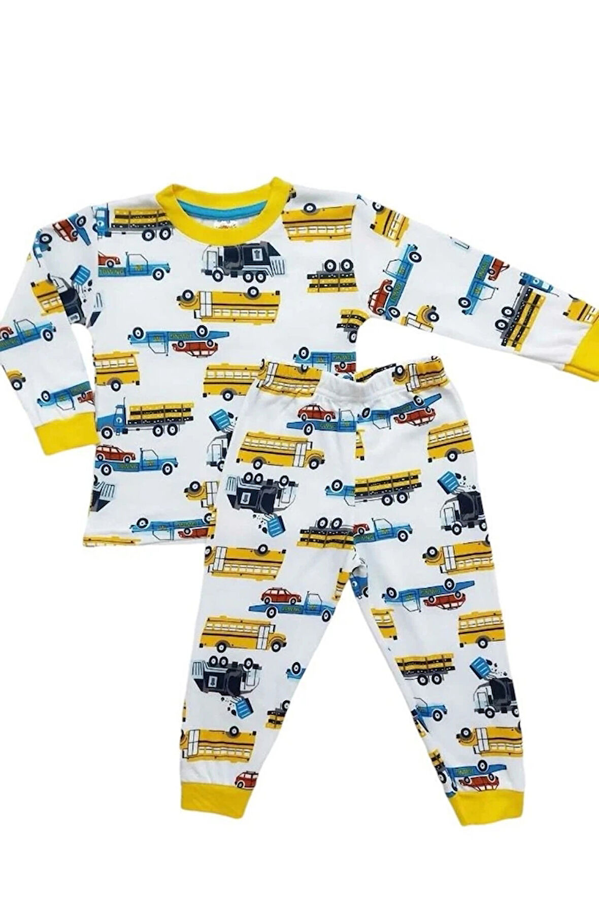 ELMP Araba Desenli %100 Pamuk Erkek Çocuk Pijama Takımı 1-5 Yaş 3000