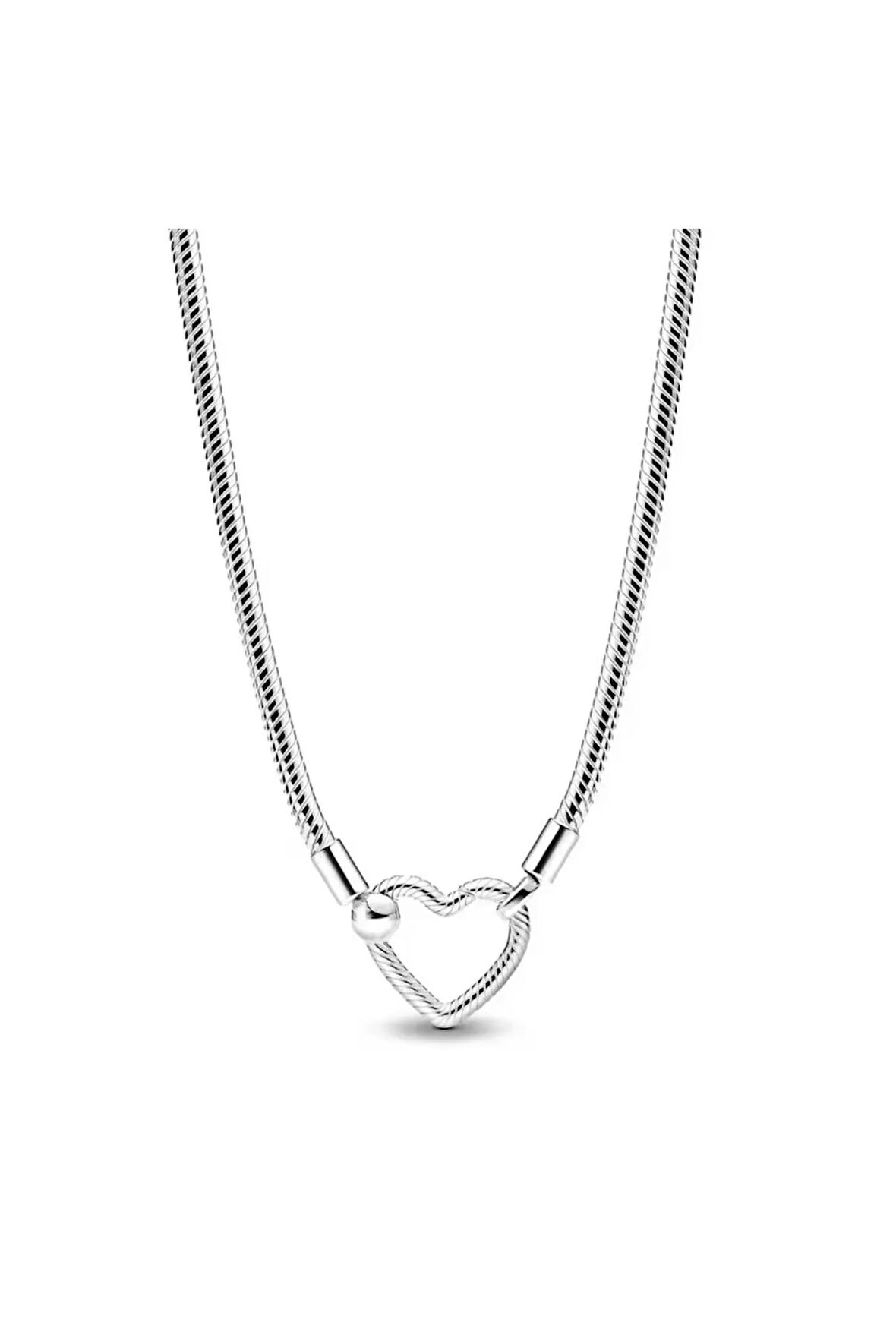 Poseidons Jewellery 925 Ayar Gümüş Moments Kalp Kilitli Yılan Zincir Kolye