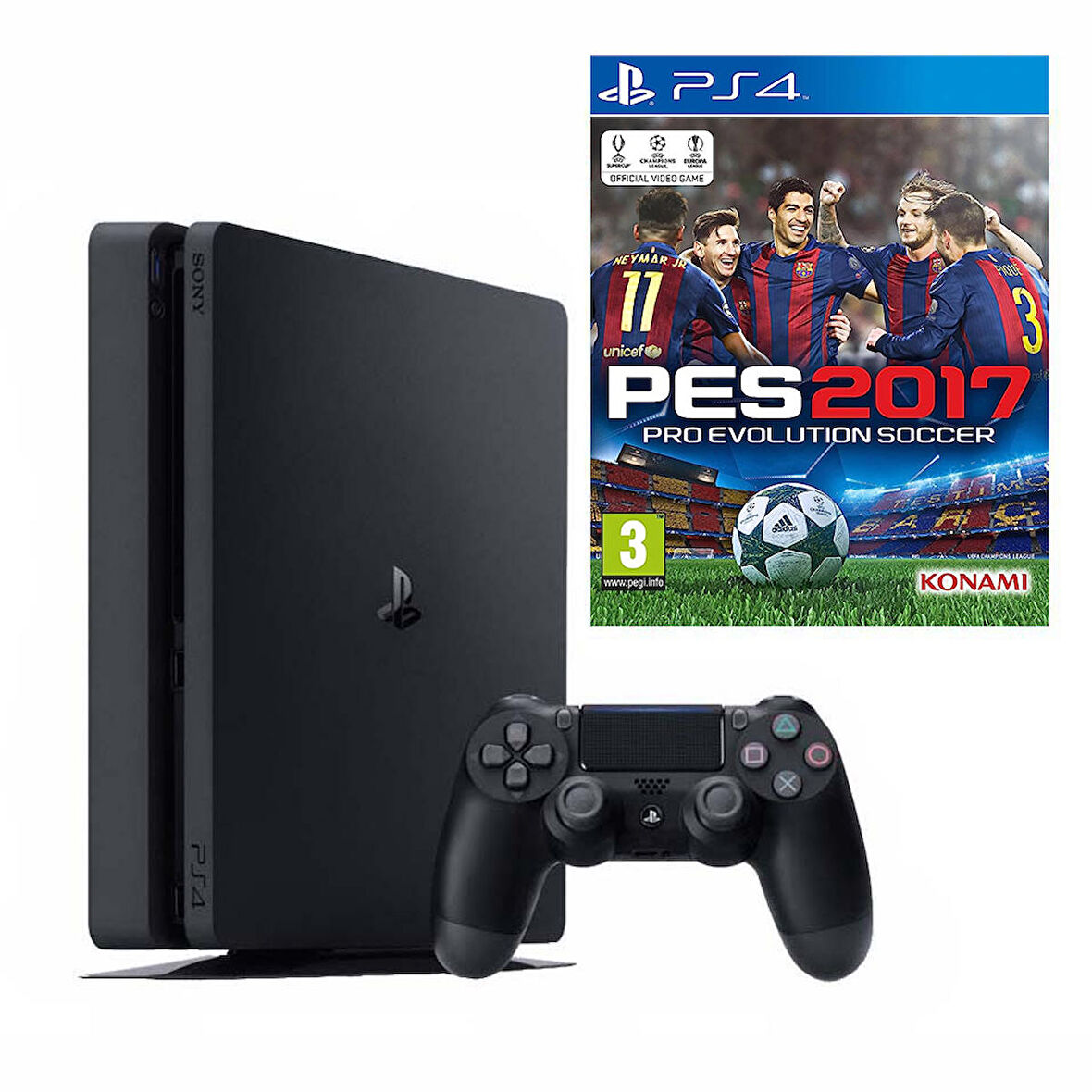 Playstation 4 Slim Oyun Konsolu 500GB Orjinal Kol PES 2017 PS4 Oyun