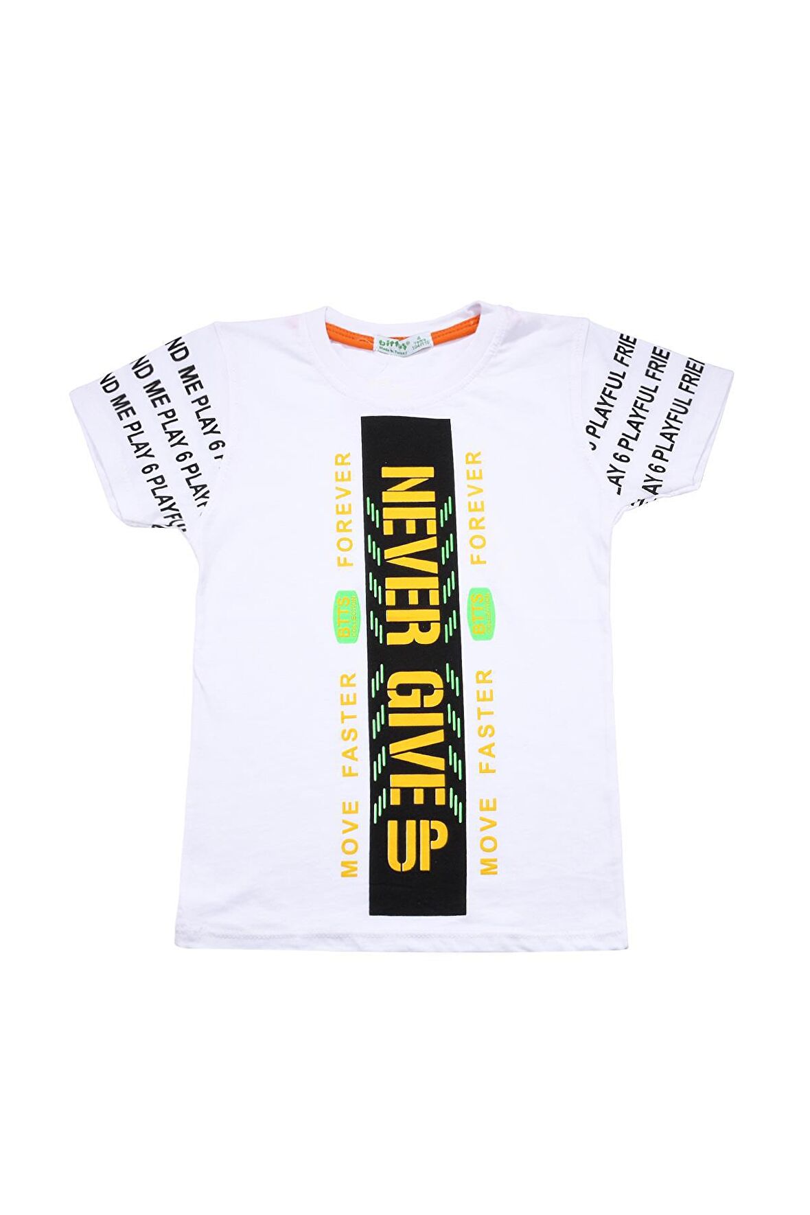 Never Gıve Up Baskılı Erkek Bebek Tshirt Beyaz