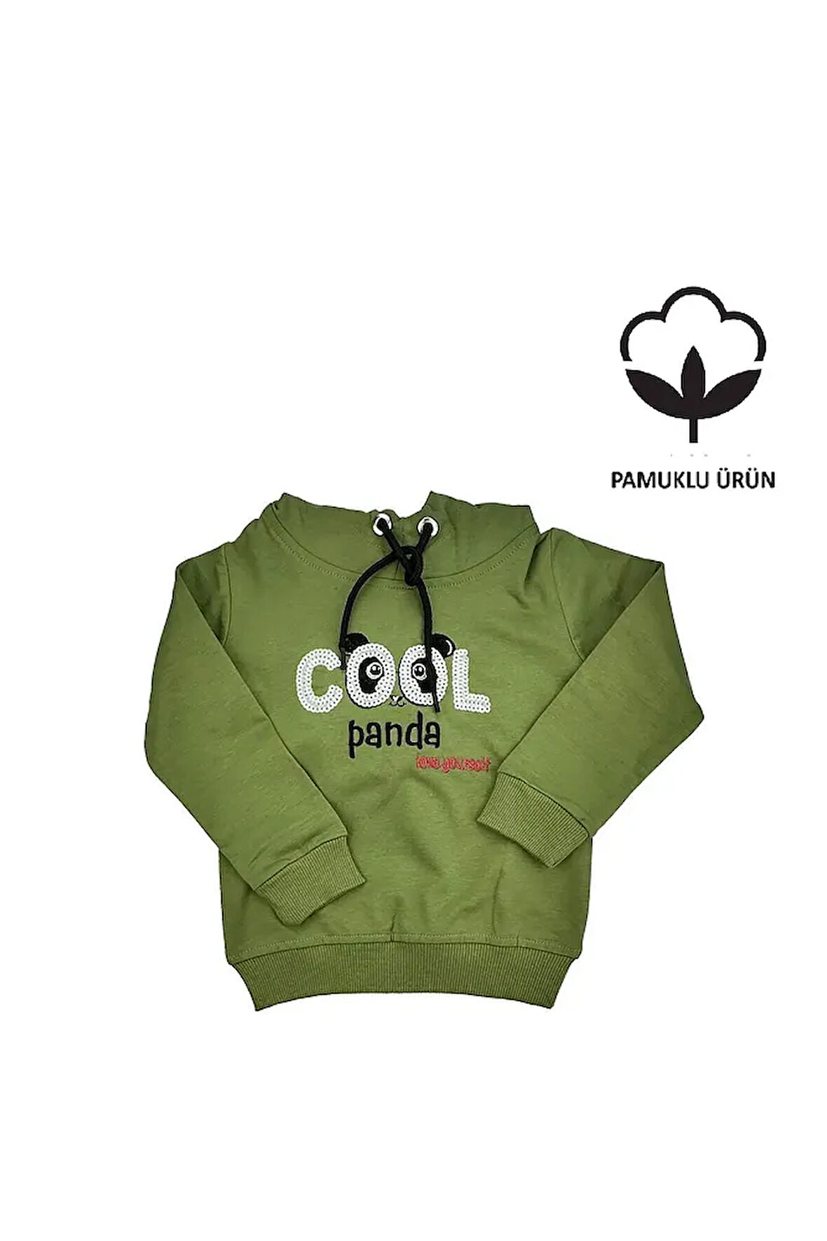 Cool Panda Kapşonlu Kız Bebek Sweat Yeşil