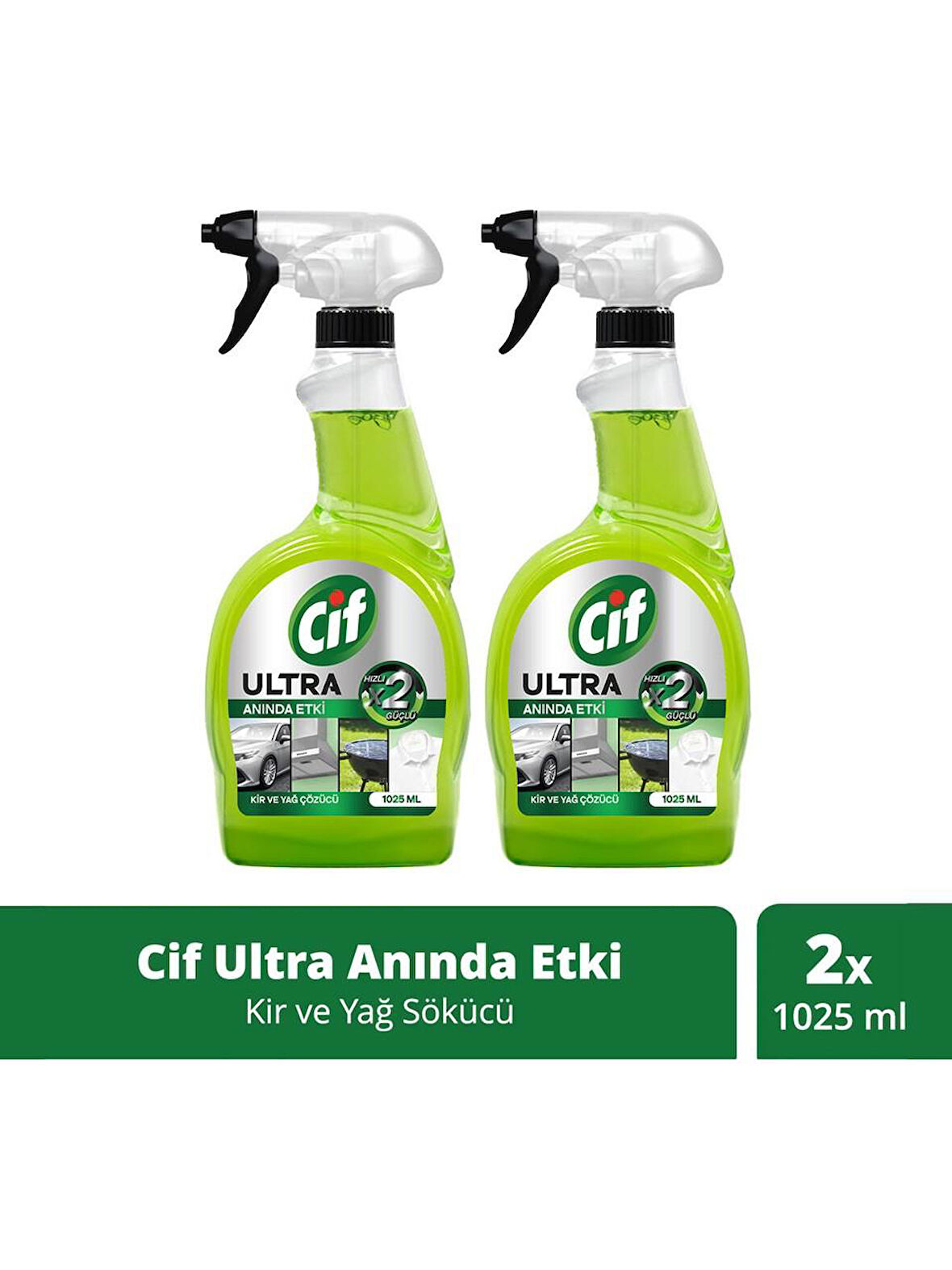 Cif Ultra Anında Etki Kir ve Yağ Çözücü 1025 ml x 2 Adet