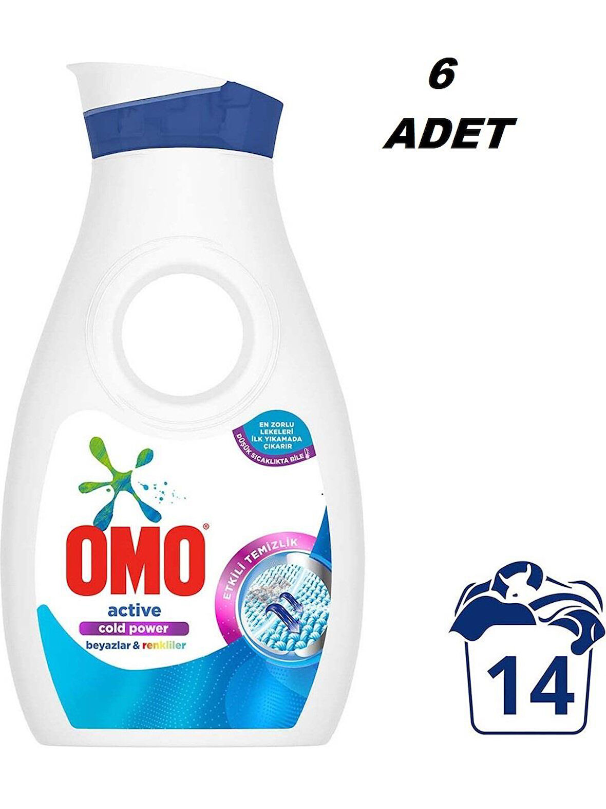 Omo Active Cold Power Beyazlar ve Renkliler için Sıvı Çamaşır Deterjanı 910 ml - 6 Adet