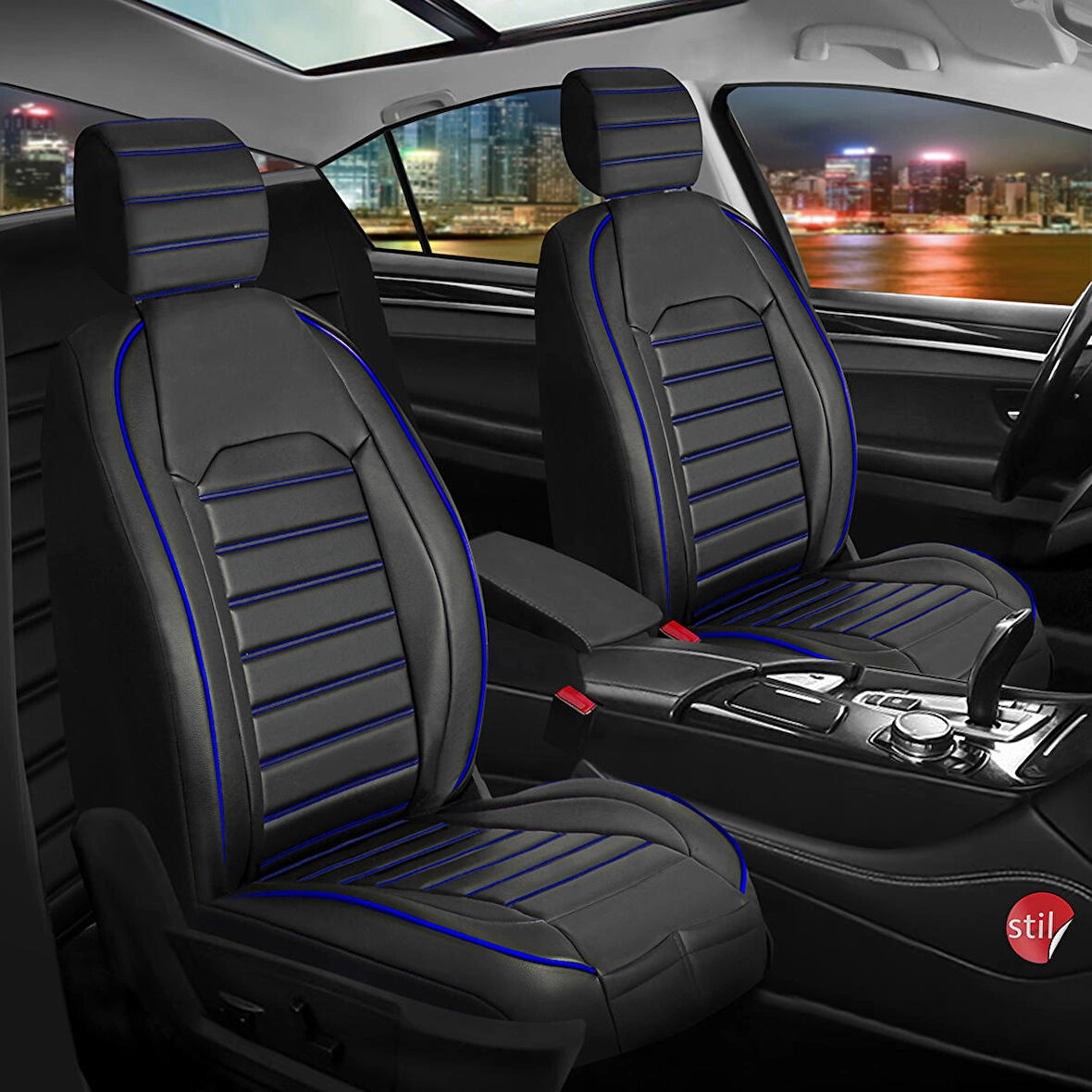 Chevrolet Trax Lüx Deri OTO KOLTUK KILIFI Ön Arka Takım Set Orjinal SİYAH MAVİ