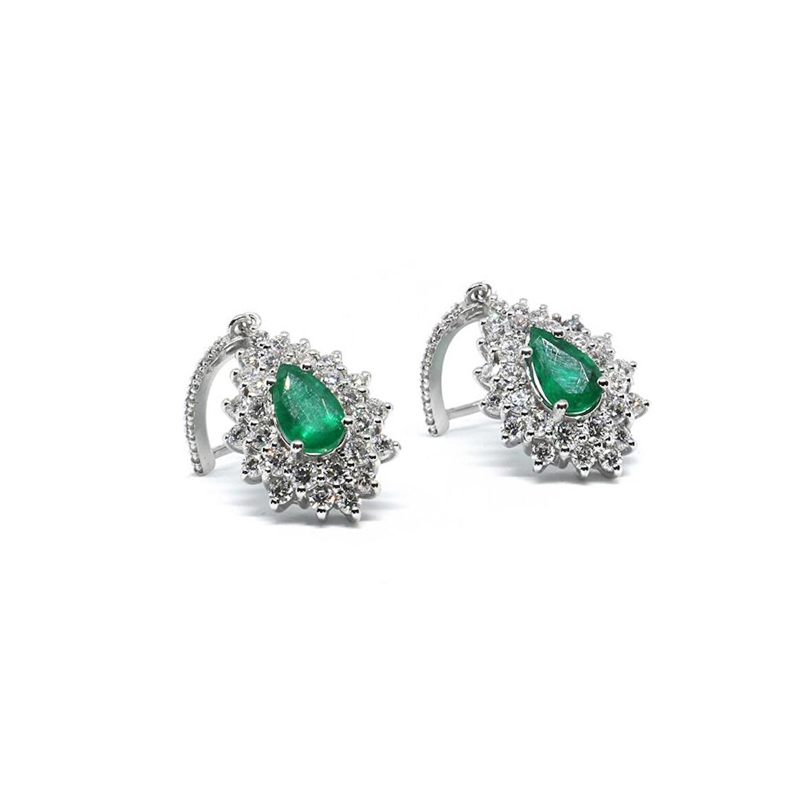 4,78 Ct. Pırlanta Zümrüt Küpe