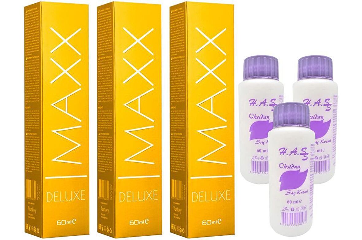 Maxx Deluxe Saç Boyası Küllü Açık Kumral-8/1+Oksidan (3 ADET)