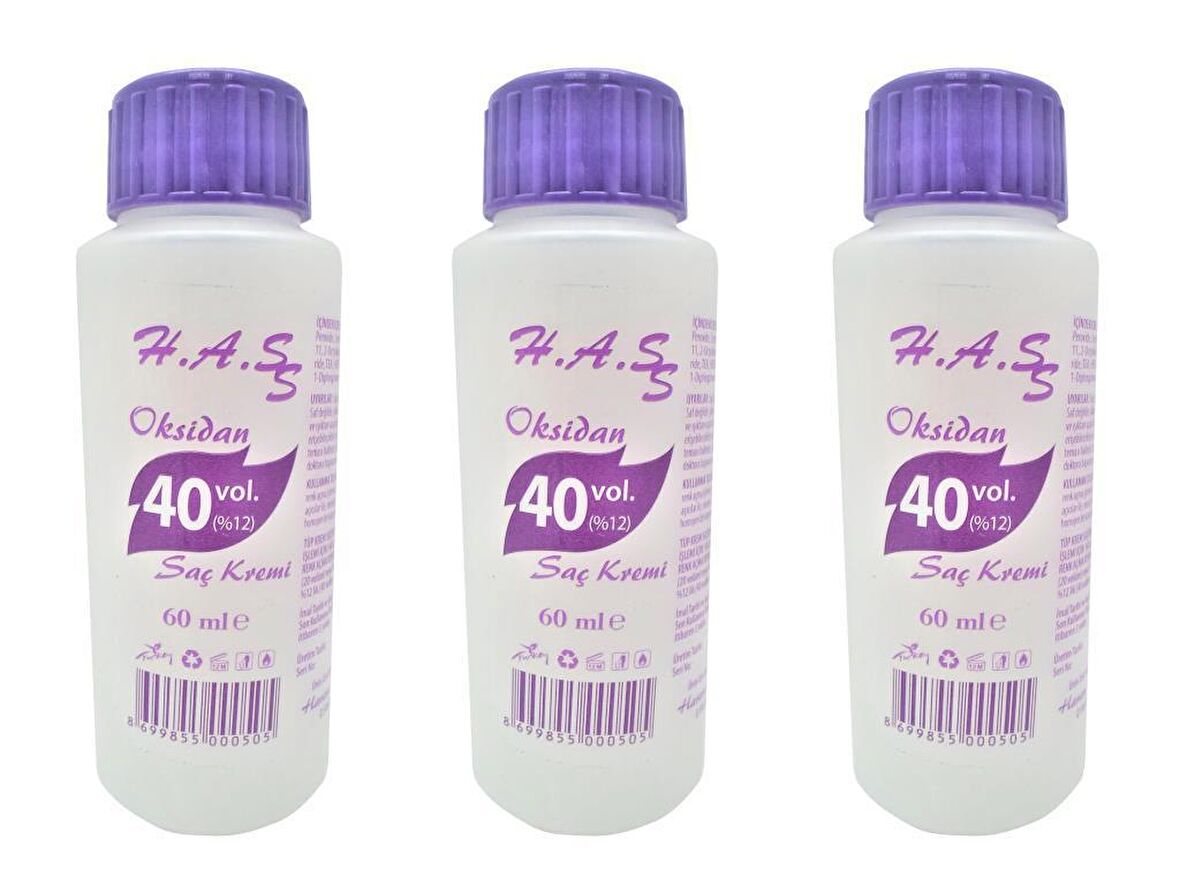 H.A.S Oksidan Peroksit 40 Volüm (%12) 60 Ml. (3 ADET) 