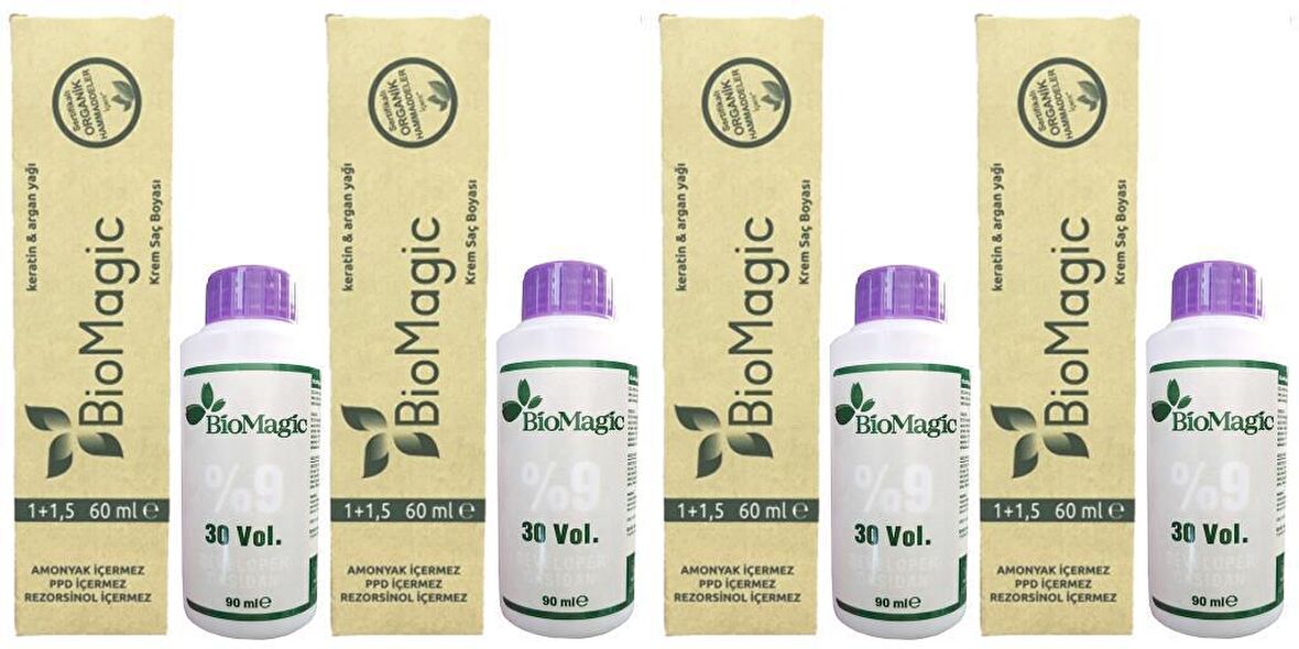 BioMagic Organik Amonyaksız Saç Boyası (Kristal Sarısı-11.21)+Oksidan (4 Adet) 