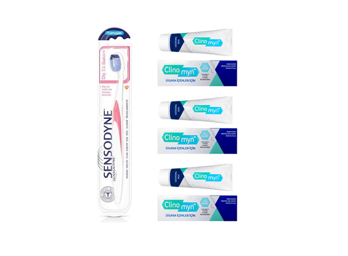 Sensodyne Yumuşak Diş Fırçası + 3 X Sigara Lekelerine Karşı Diş Macunu Seti