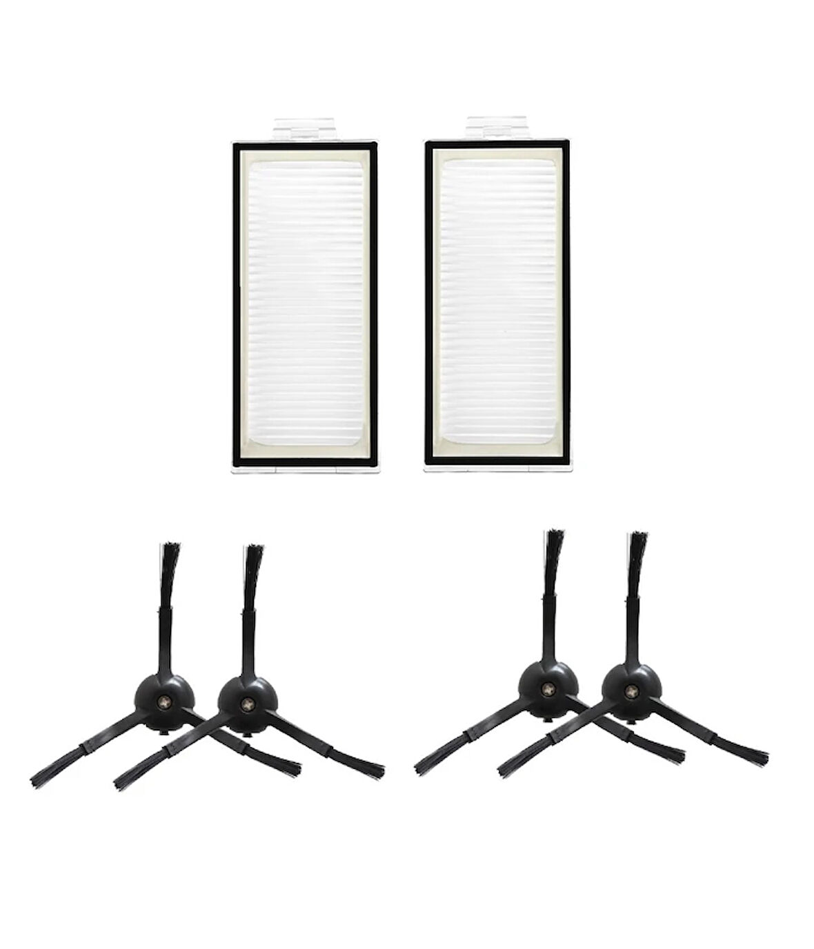 Roborock Qrevo S - Pro - Maxv Uyumlu 2 ADET FİLTRE 4 ADET SİYAH YAN FIRÇA