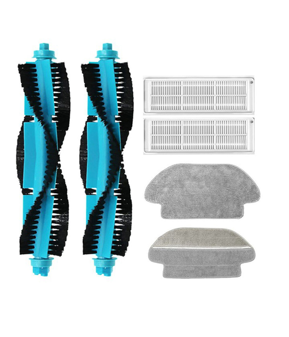 Viomi V3 Pro Uyumlu 2 ADET MAVİ ANA FIRÇA 2 ADET FİLTRE 2 ADET MOP