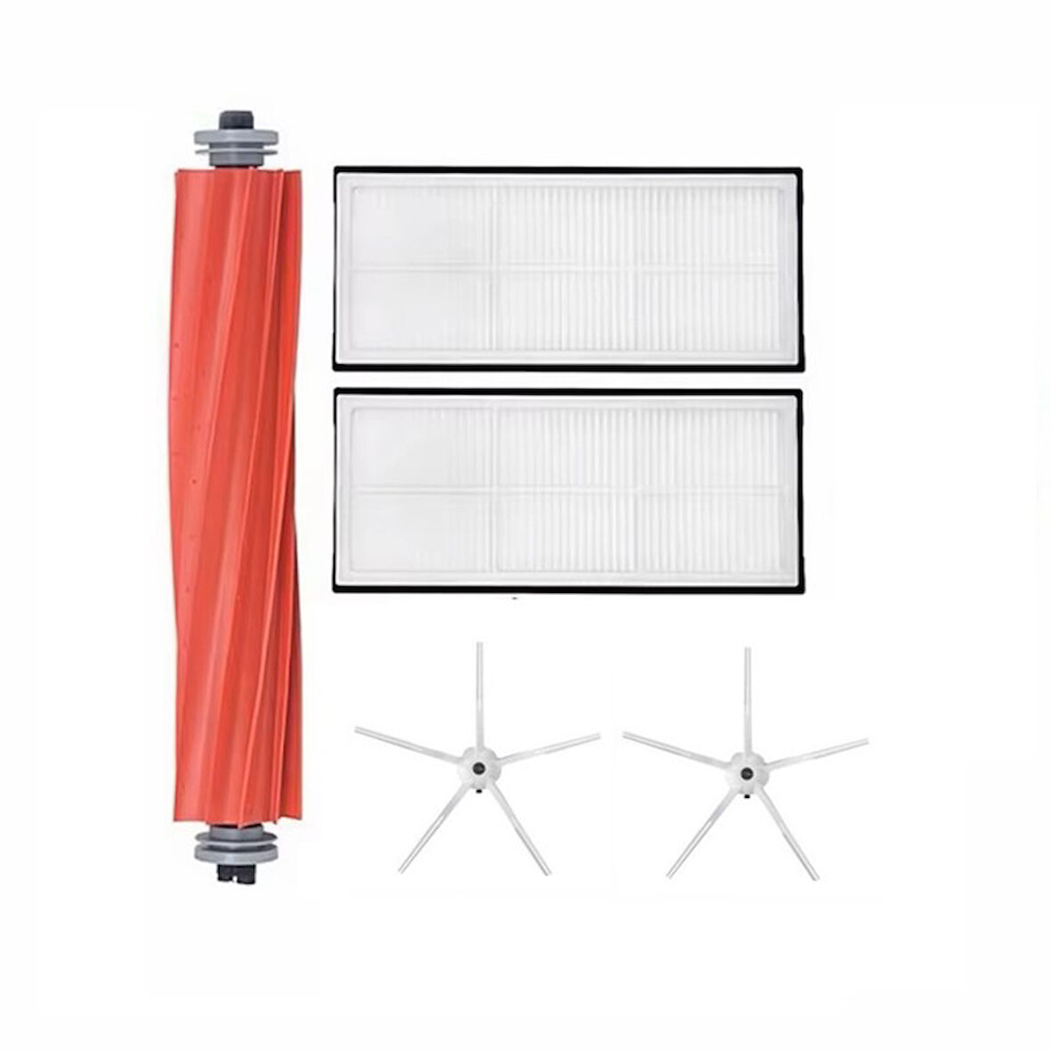 Roborock S7 Max Ultra Uyumlu 1 ADET ANA FIRÇA 2 ADET FİLTRE 2 ADET BEYAZ 5 KOLLU YAN FIRÇA