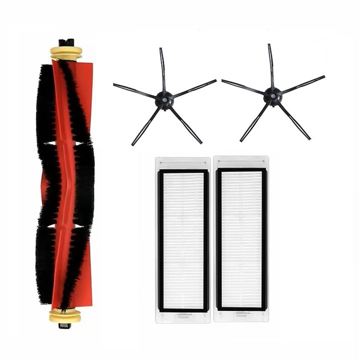 Roborock S50/S55 Maxv Uyumlu 1 ADET ANA FIRÇA 2 ADET FİLTRE 2 ADET SİYAH YAN FIRÇA