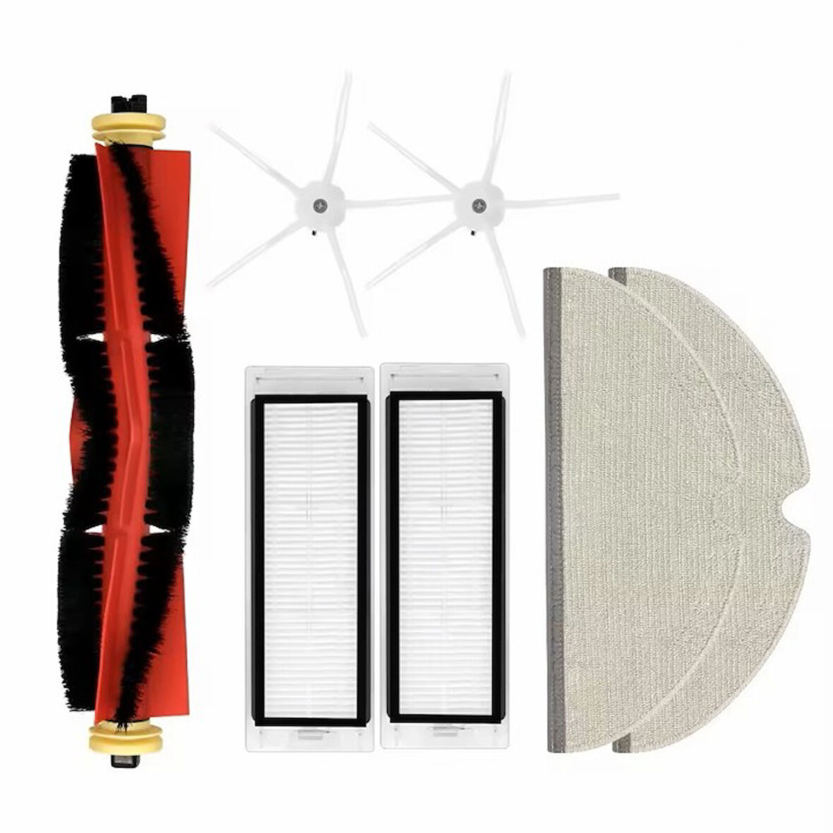 Roborock S6 PureUyumlu 1 ADET ANA FIRÇA 2ADET FİLTRE 2 ADET BEYAZ YAN FIRÇA 2 ADET MOP