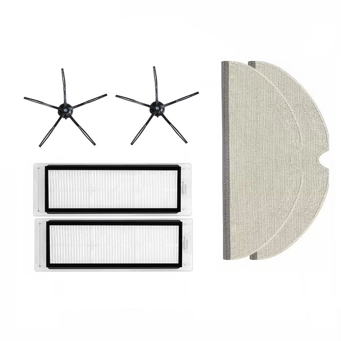 Roborock S6 Uyumlu 2 ADET FİLTRE 2 ADET SİYAH YAN FIRÇA 2 ADET MOP