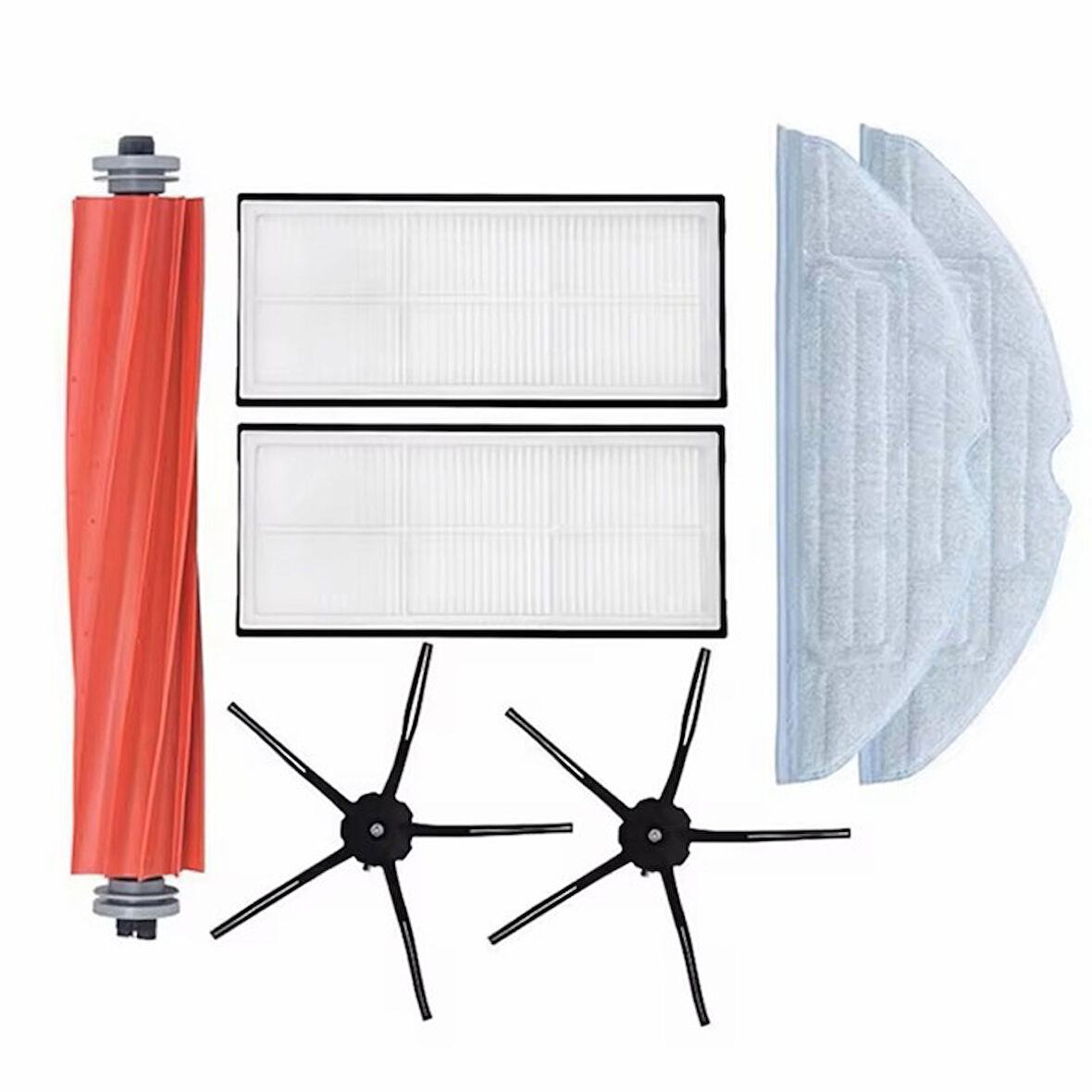 Roborock S7 Maxv Plus Uyumlu 1ADET ANA FIRÇA 2 ADET FİLTRE 2 ADET SİYAH YAN FIRÇA 2 ADET MOP