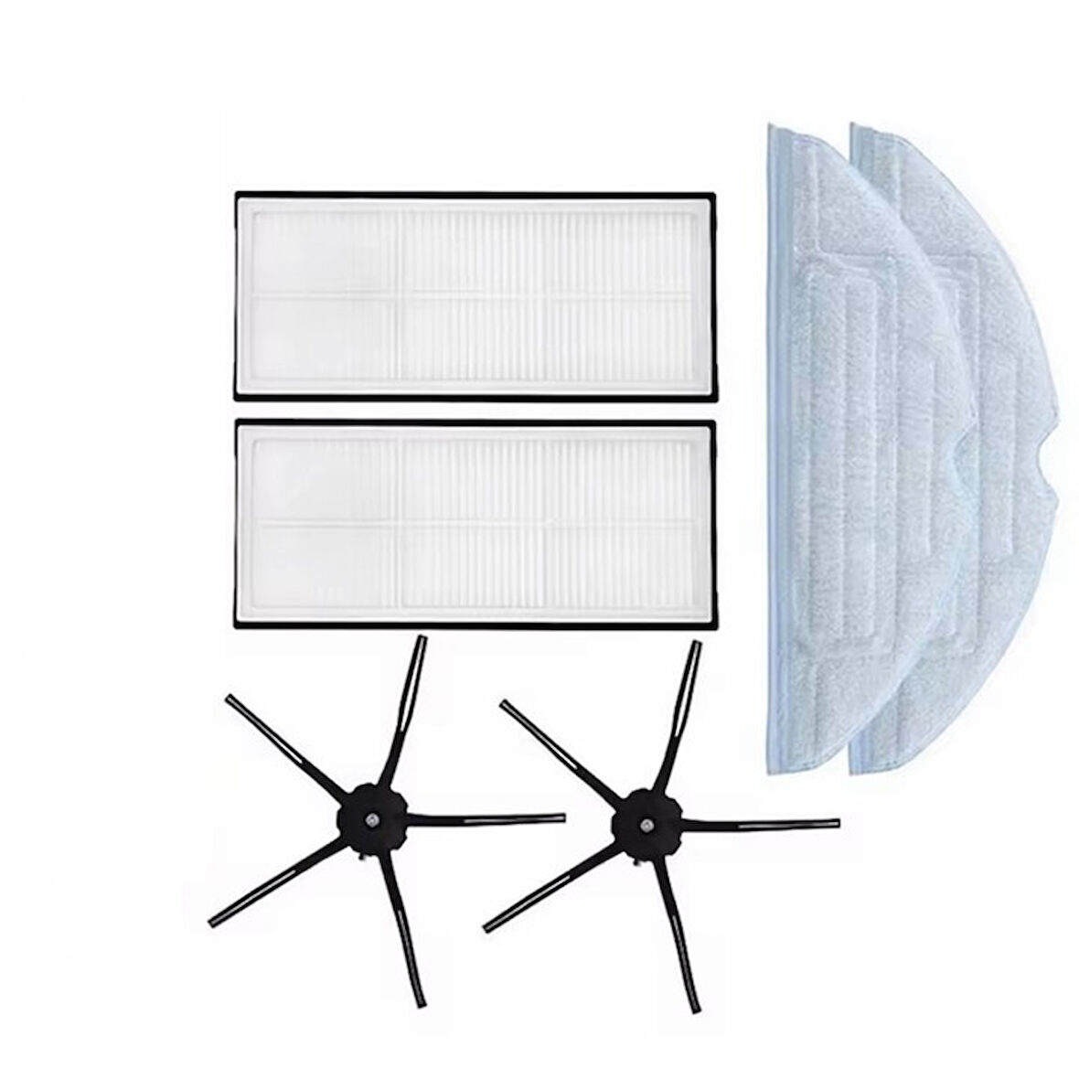 Roborock S7 Uyumlu 2 ADET SİYAH YAN FIRÇA 2 ADET FİLTRE 2 ADET MOP