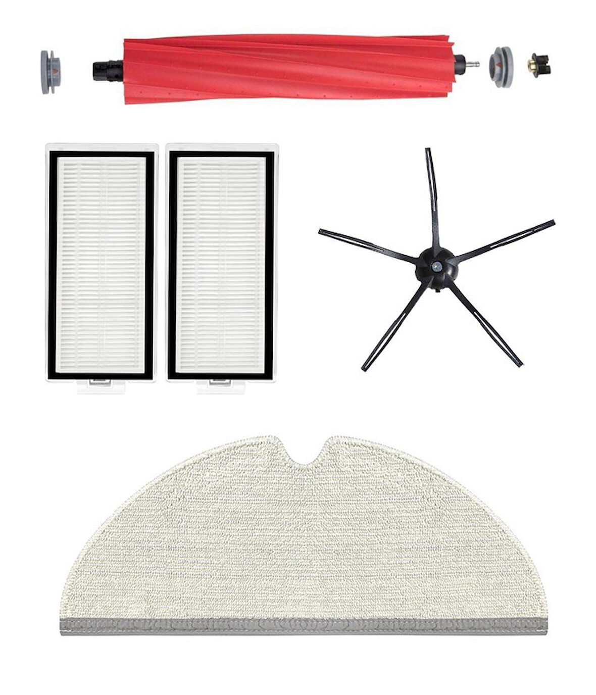 Roborock Q7 Uyumlu 1 ADET ANA FIRÇA 2 ADET FİLTRE 1 ADET SİYAH YAN FIRÇA 1 ADET MOP