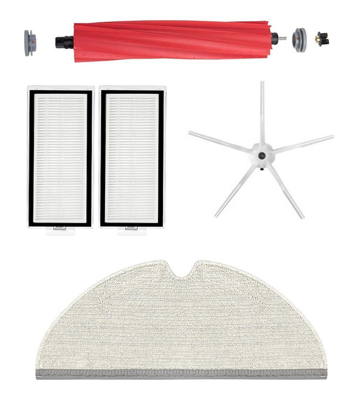 Roborock Q7 Max+ Uyumlu 1 ADET ANA FIRÇA  2 ADET FİLTRE 1 ADET BEYAZ YAN FIRÇA 1 ADET MOP