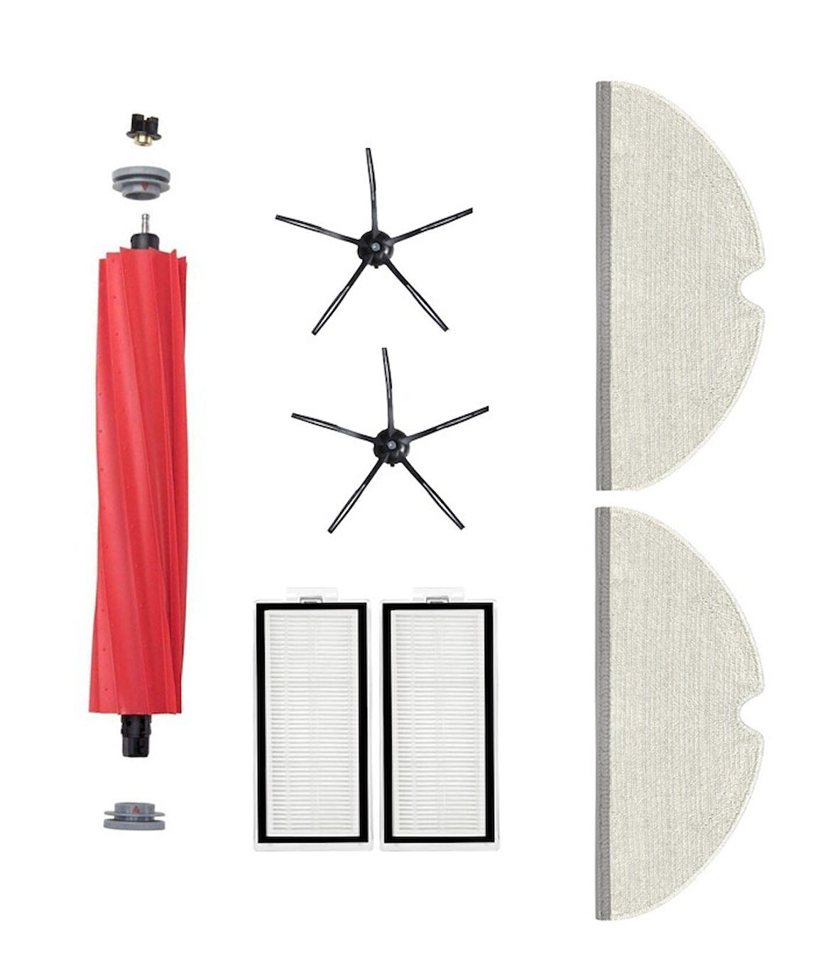 Roborock Q7 Max+ Uyumlu 1 ADET ANA FIRÇA  2 ADET FİLTRE 2 ADET SİYAH YAN FIRÇA 2 ADET MOP