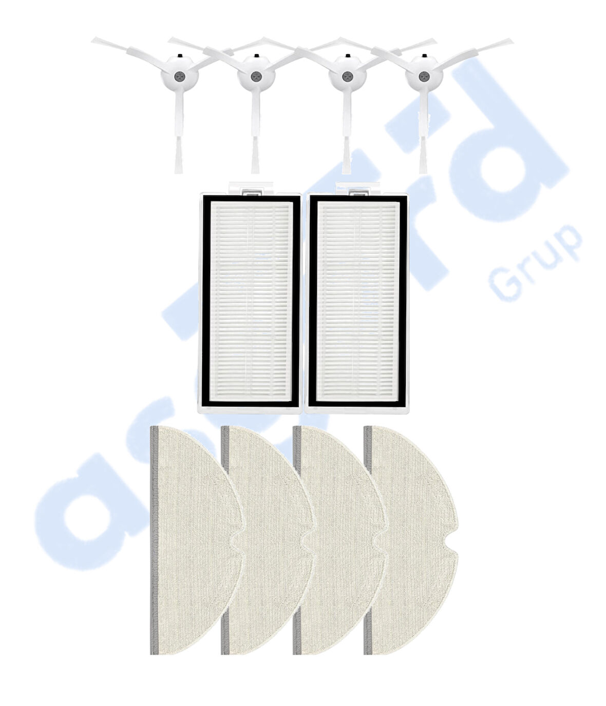 ROBOROCK Q5, Q5+, Q5 PRO,Q5 PRO+ UYUMLU 4 Yan Fırça 2 Filtre 4 Mop