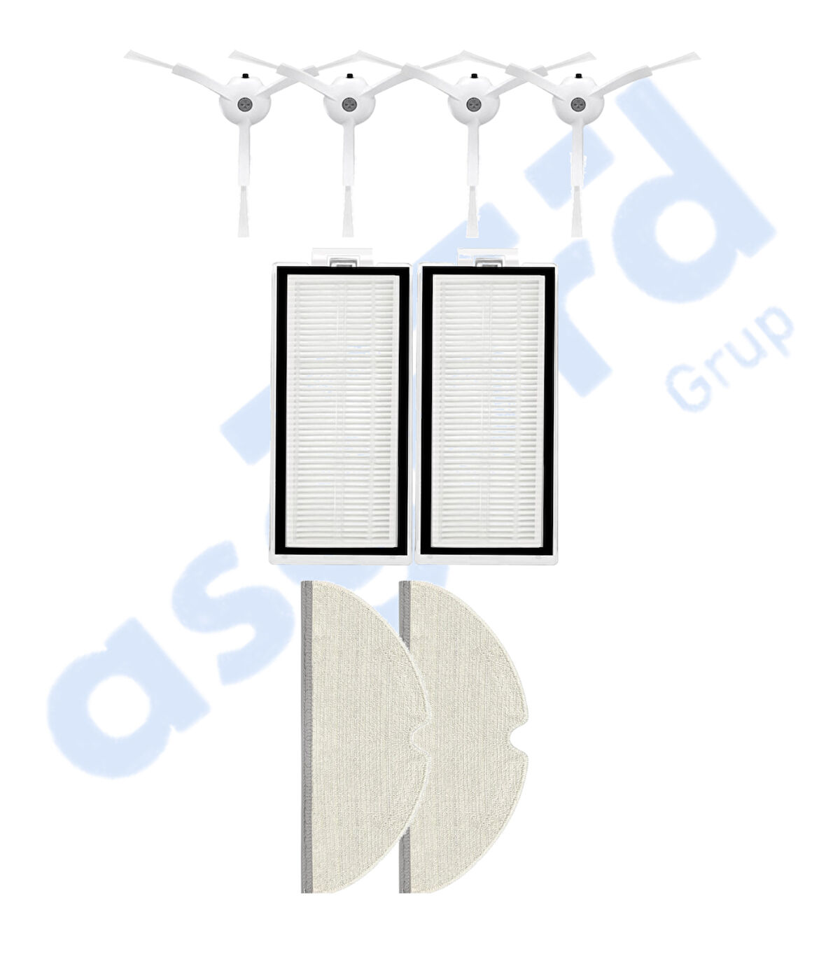 ROBOROCK Q5, Q5+, Q5 PRO,Q5 PRO+ UYUMLU 4 Yan Fırça 2 Filtre 2 Mop