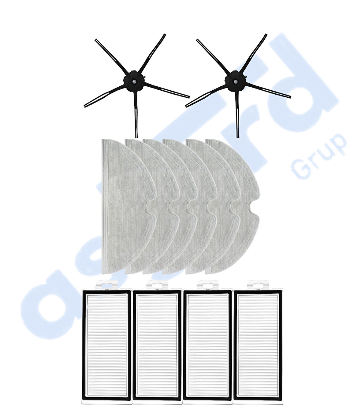 ROBOROCK Q7 , Q7+ , Q7 MAX , Q7 MAX+  Uyumlu 2 Yan Fırça 4 Filtre 6 Mop
