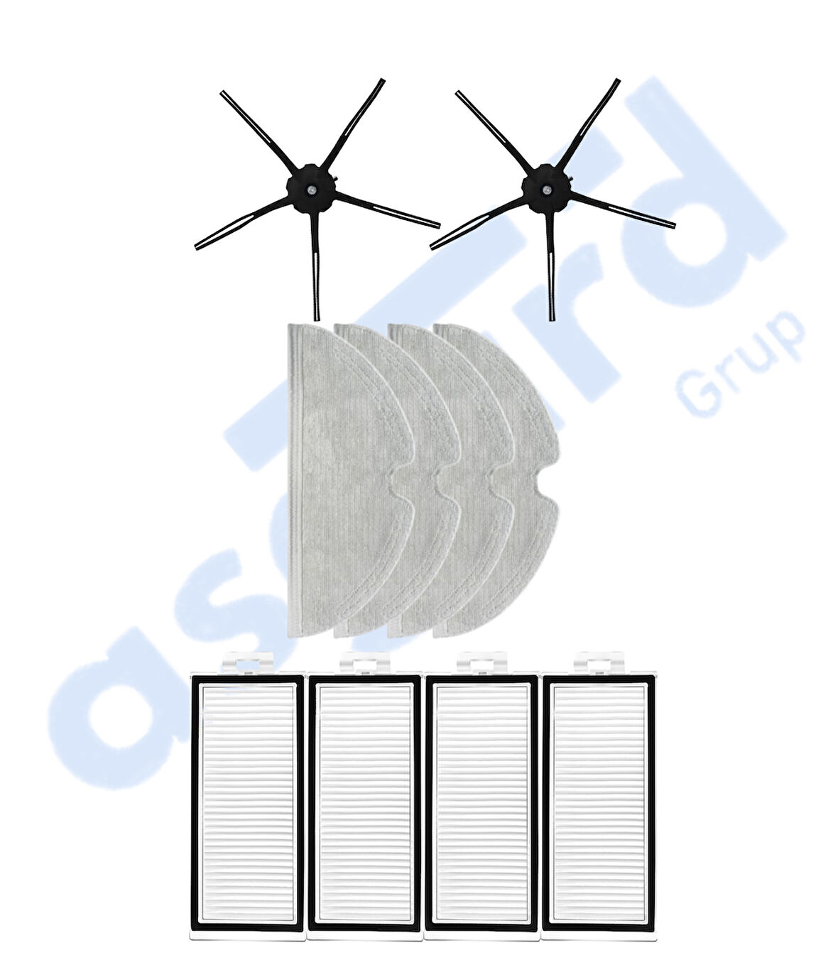ROBOROCK Q7 , Q7+ , Q7 MAX , Q7 MAX+  Uyumlu 2 Yan Fırça 4 Filtre 4 Mop