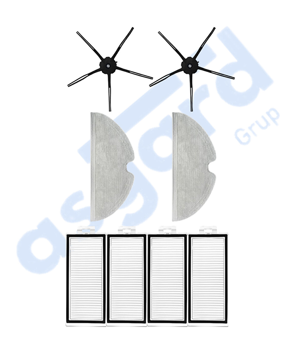 ROBOROCK Q7 , Q7+ , Q7 MAX , Q7 MAX+  Uyumlu 2 Yan Fırça 4 Filtre 2 Mop