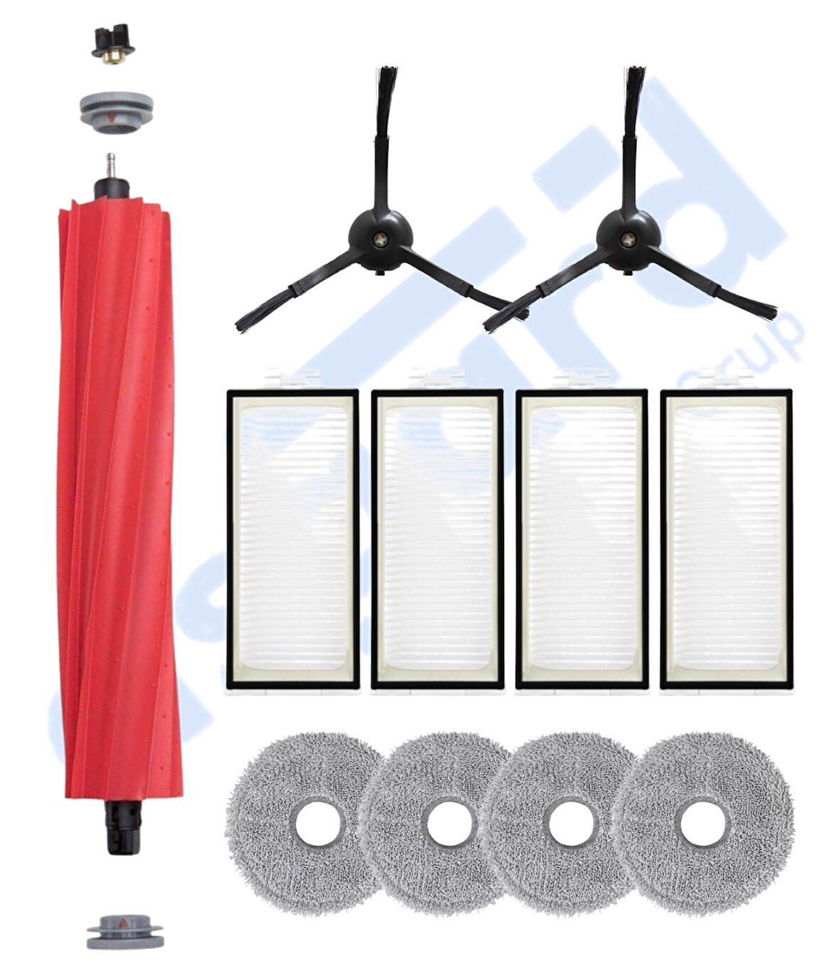 Roborock Q REVO PRO-S-MAXV Uyumlu 1 Ana Fırça 2 Yan Fırça 4 Filtre 4 Mop
