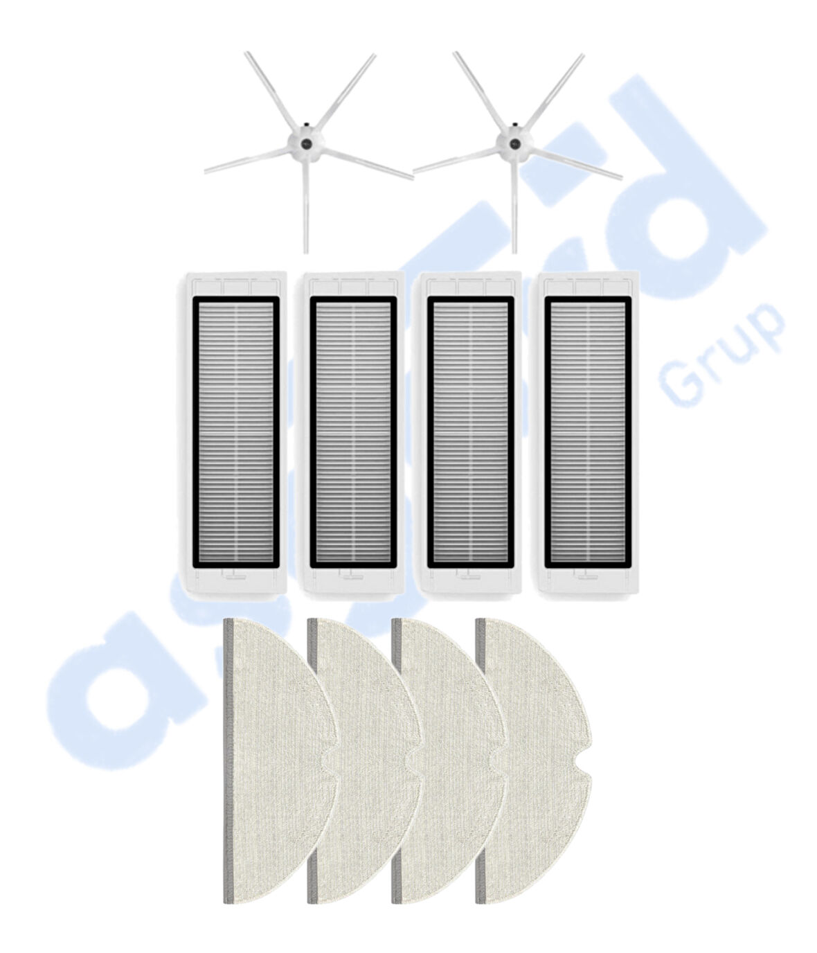 ROBOROCK  S50 – S55 –S5 MAX – S6 – S6 MAXV Uyumlu 2 Yan Fırça 4 Filtre 4 Mop