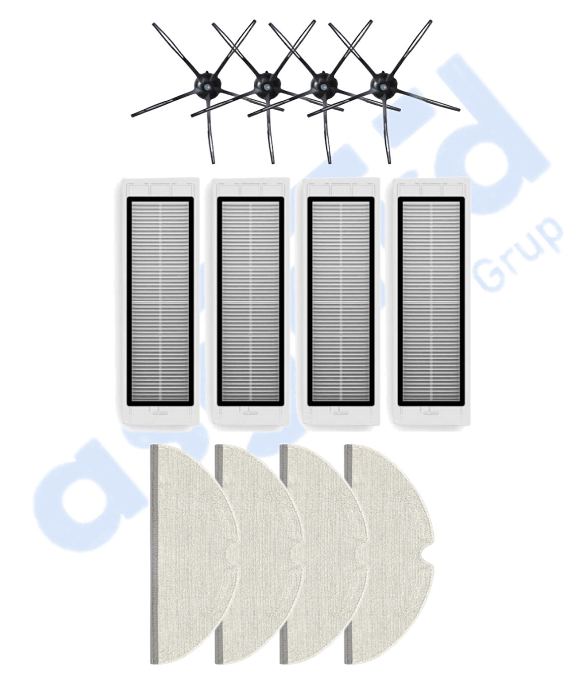 ROBOROCK  S50 – S55 –S5 MAX – S6 – S6 MAXV Uyumlu 4 Yan Fırça 4 Filtre 4 Mop