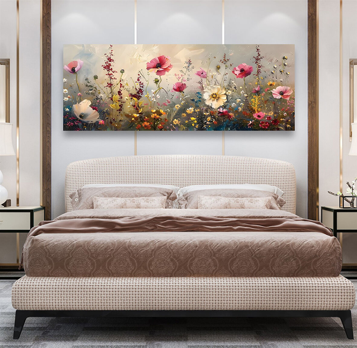 Yatak Odası Panoramik Kanvas Tablo