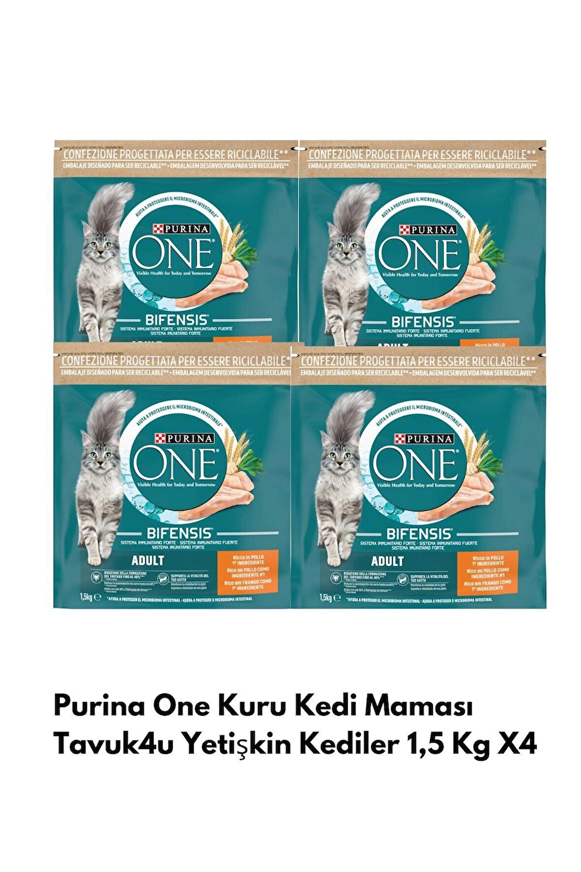 Purina One Kuru Kedi Maması Tavuklu Yetişkin Kediler 1,5 KgX4