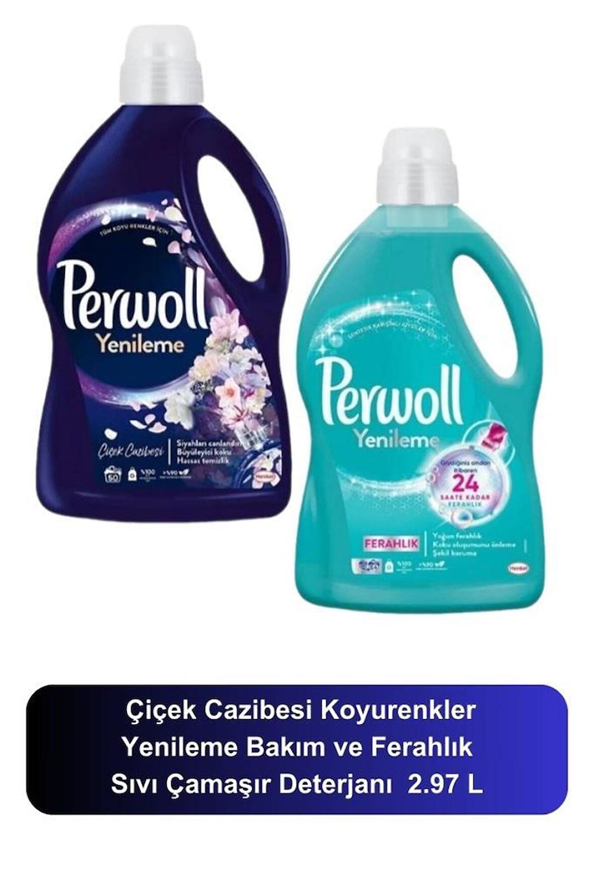 Hassas Sıvı Çamaşır Deterjanı Bakım ve Ferahlık 2.97L 54 Yıkama Perwol Çiçek Cazibesi Koyurenkler 50 Yıkama 2,75 L 