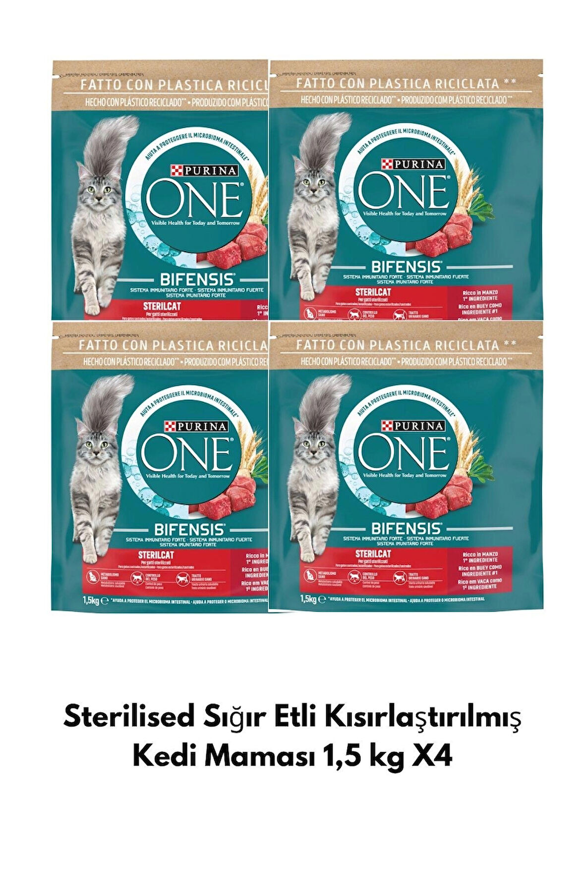Sterilised Sığır Etli Kısırlaştırılmış Kedi Maması 1,5 kgX4
