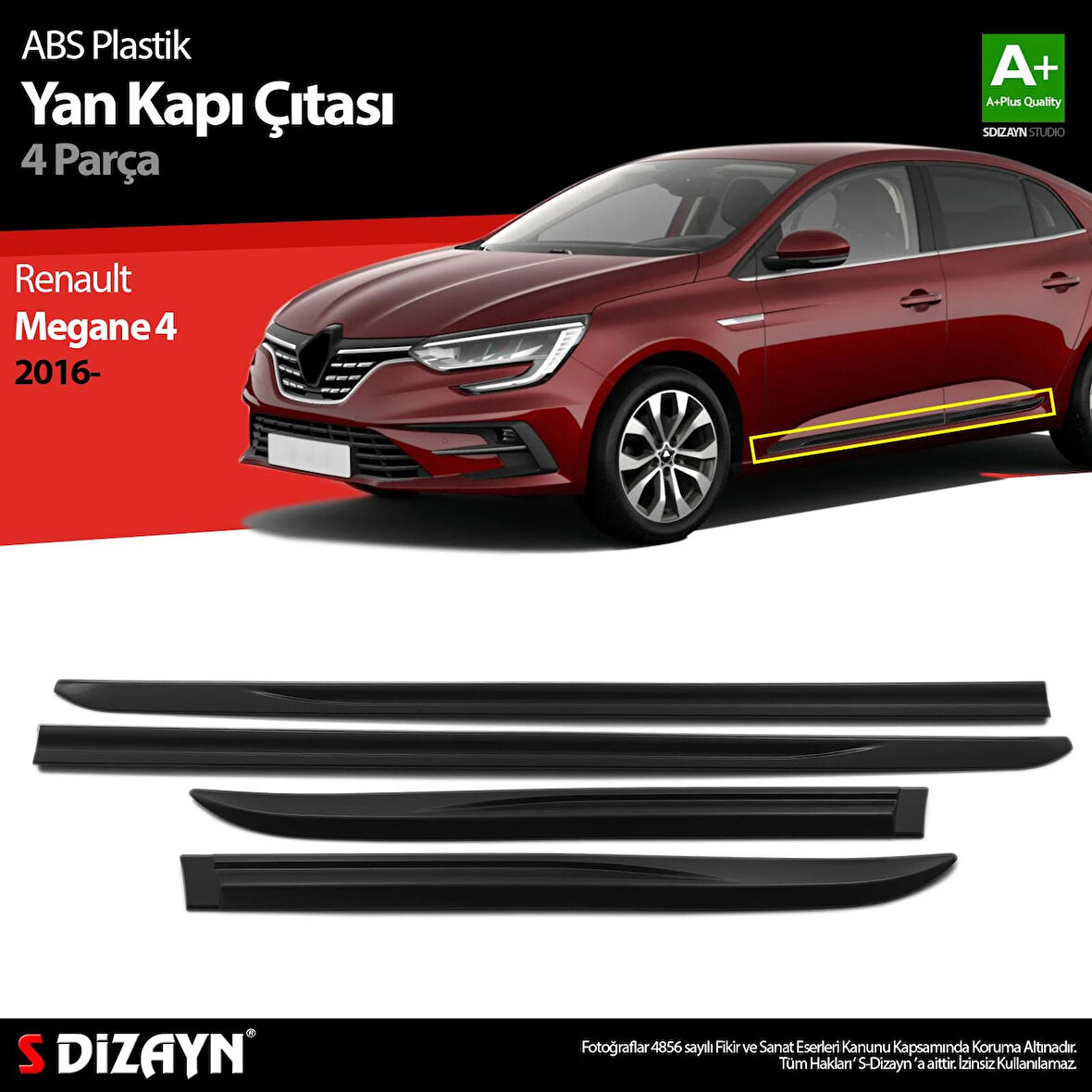 S-Dizayn Megane 4 Yan Kapı Çıtası Plastik OEM Still 2016 Üzeri