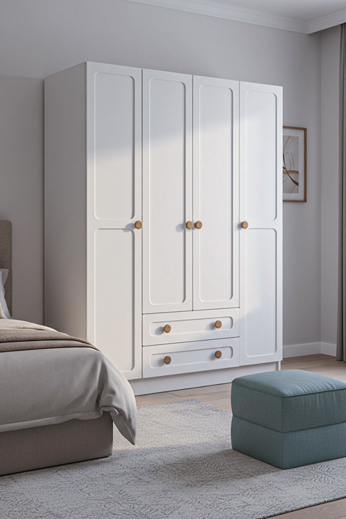 BOHEM 4 KAPAK 2 ÇEKMECE GARDIROP MDF KAPAK