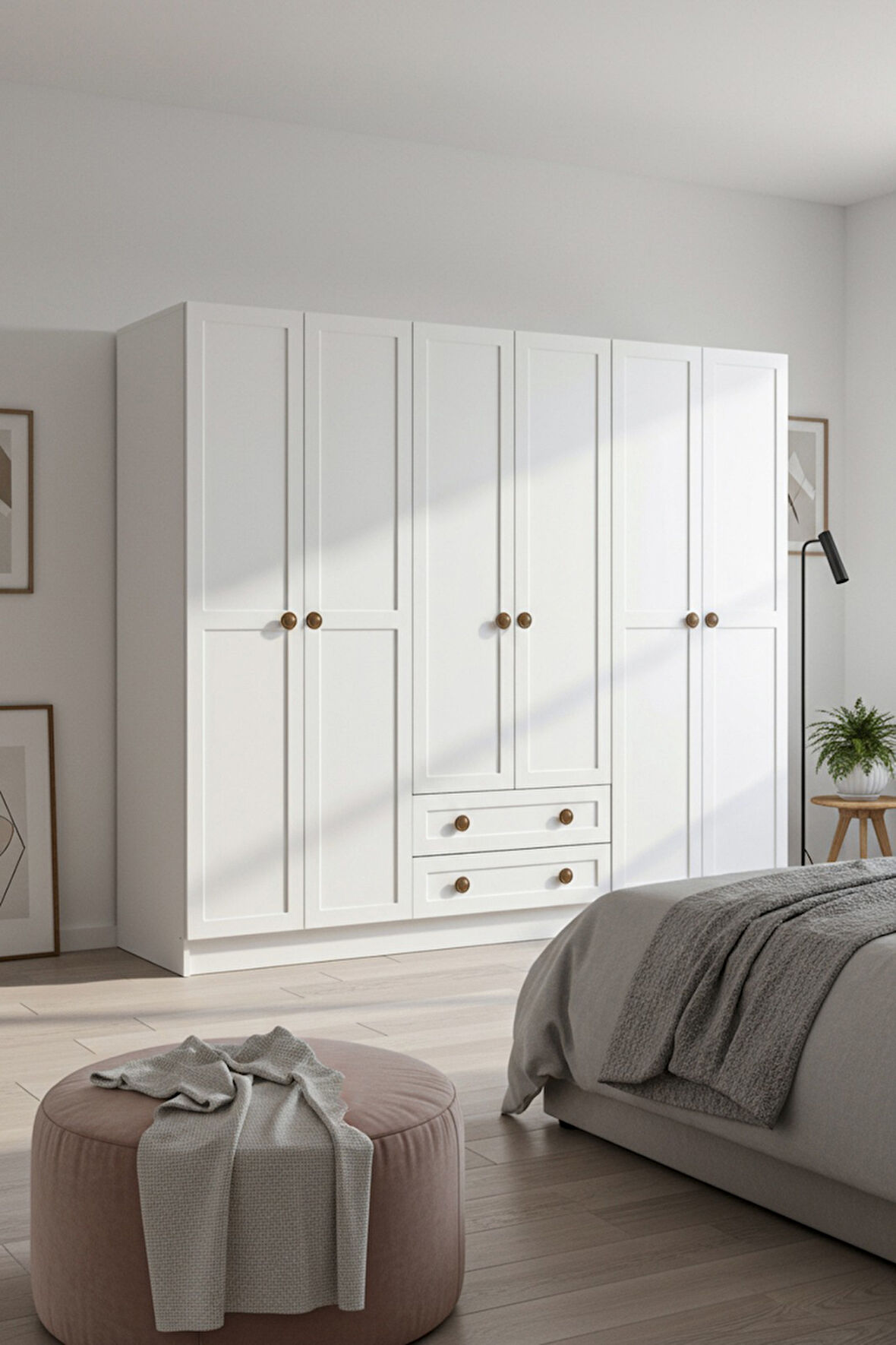 BOHEM 4 KAPAK 2 ÇEKMECE AYNALI GARDIROP MDF KAPAK