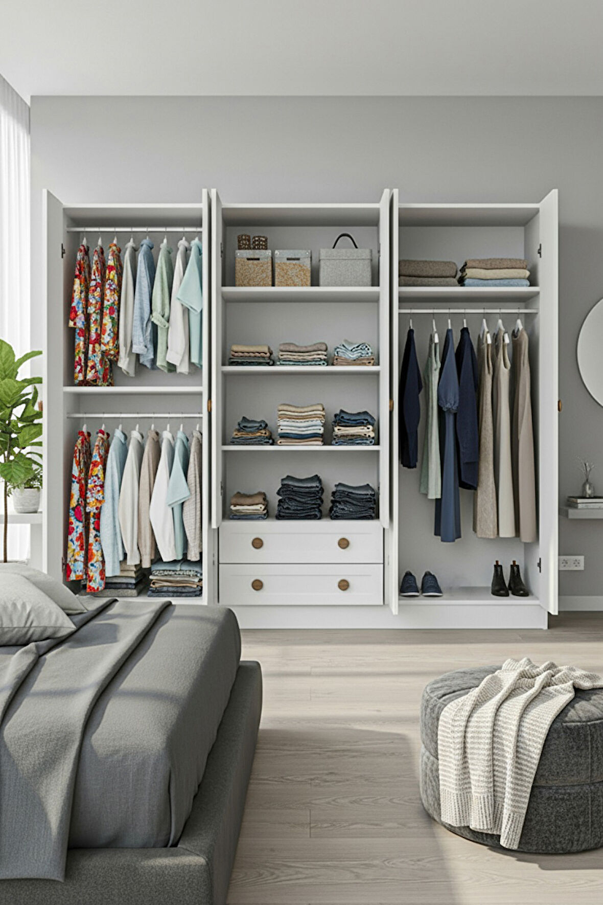 BOHEM 6 KAPAK 2 ÇEKMECE AYNALI MDF KAPAK