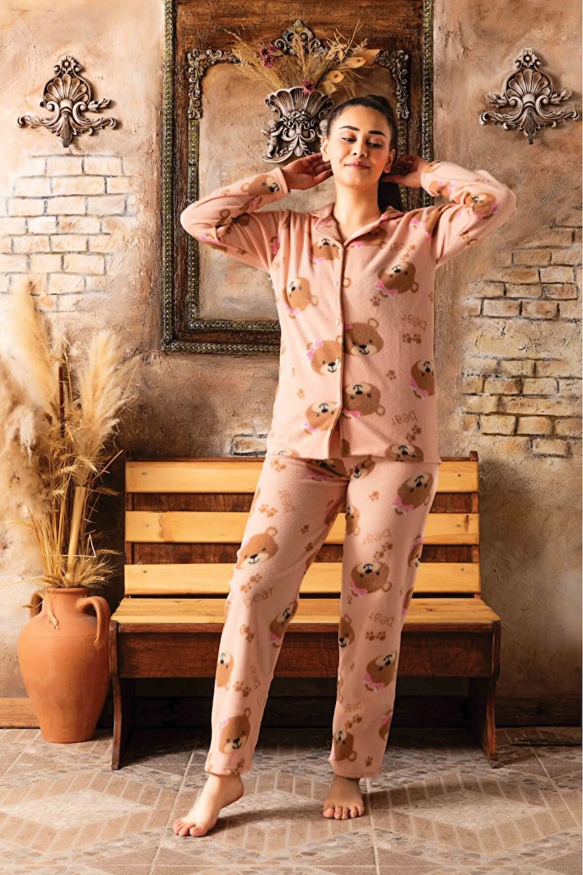 Kadın Homewear Polar Yeni Sezon Pijama takımı