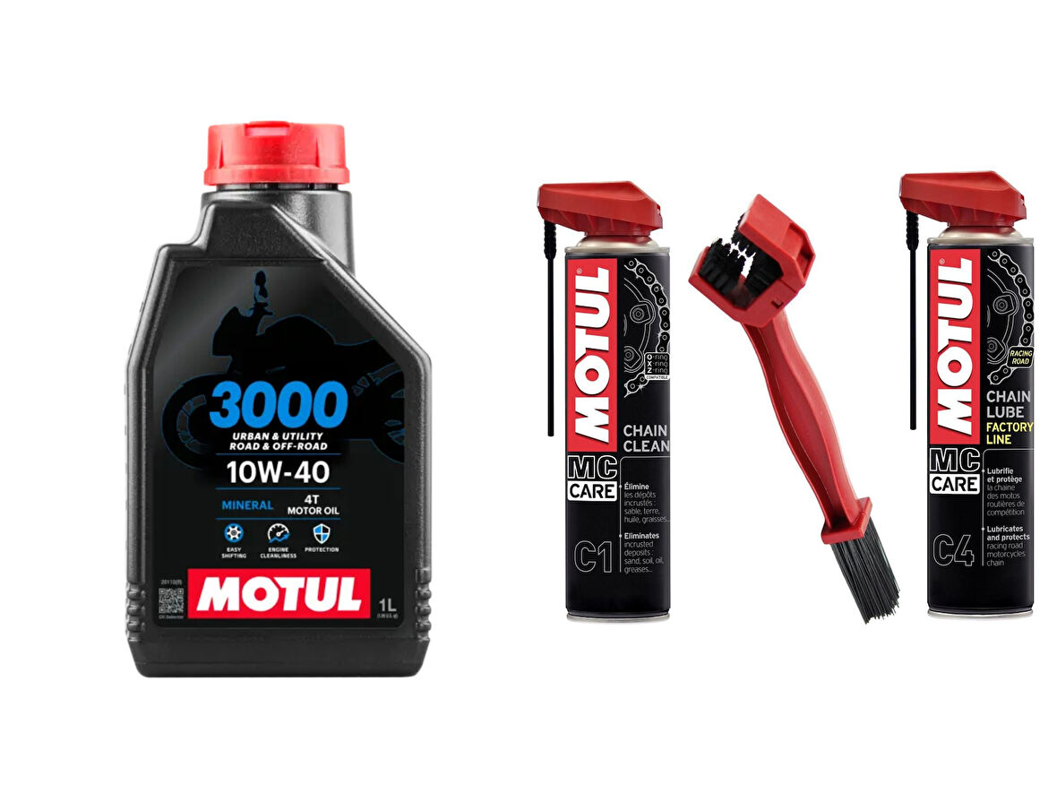MOTUL 3000 10W40 1L+C1+C4+ZİNCİR TEMİZLEME FIRÇASI