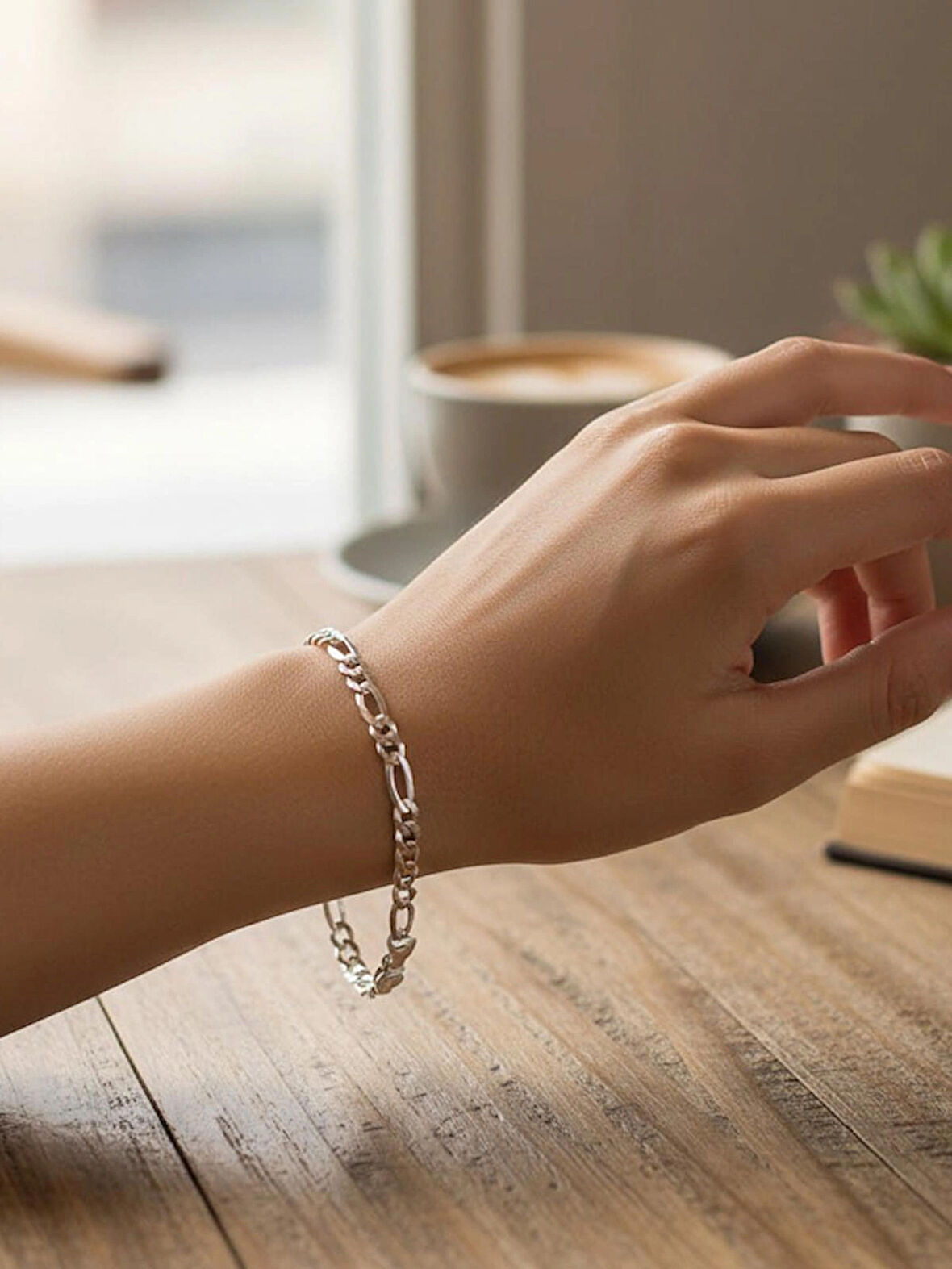 Kadın Erkek 925 Ayar Gümüş Figaro Modeli Bileklik