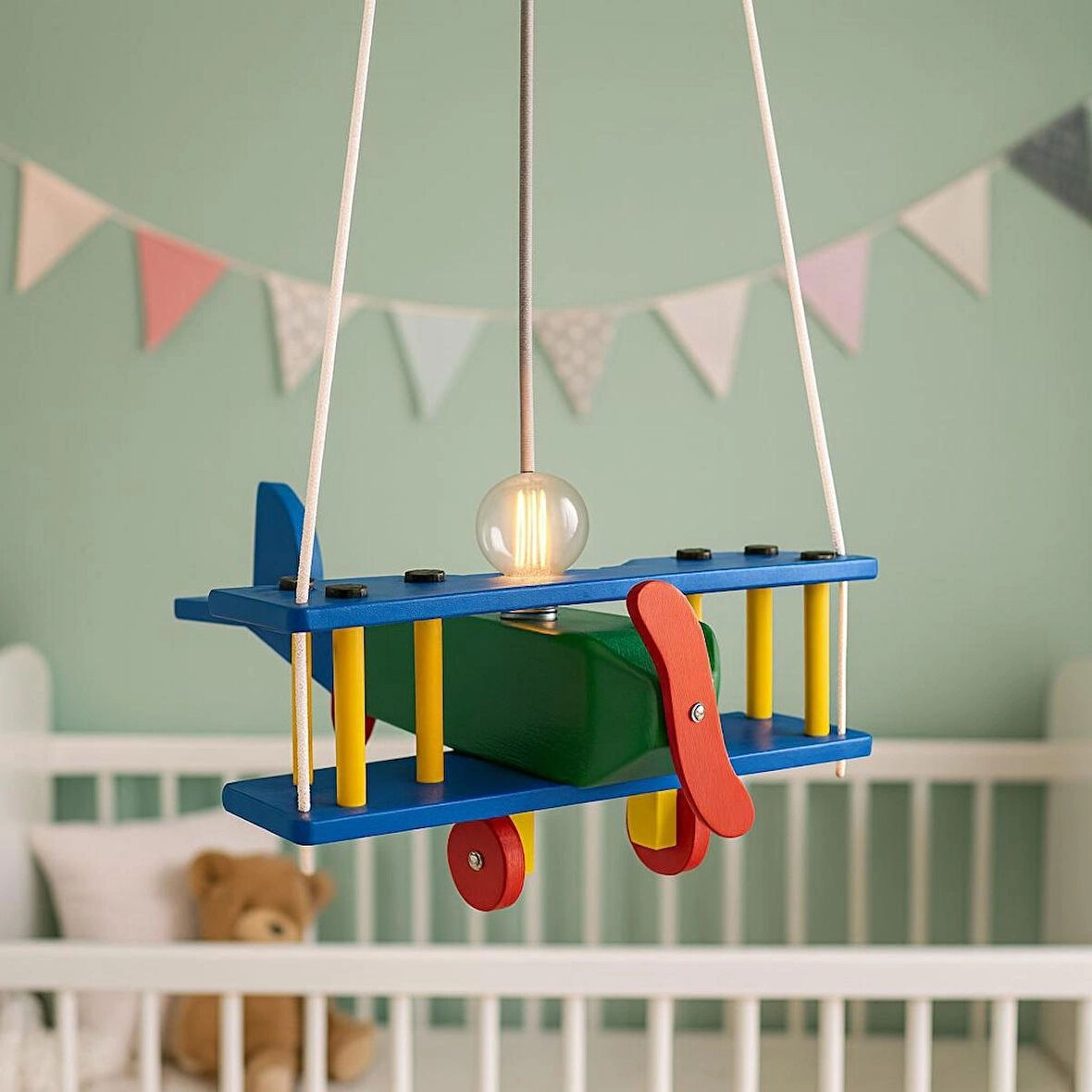 Çocuk Odası Ahşap Uçak Avize