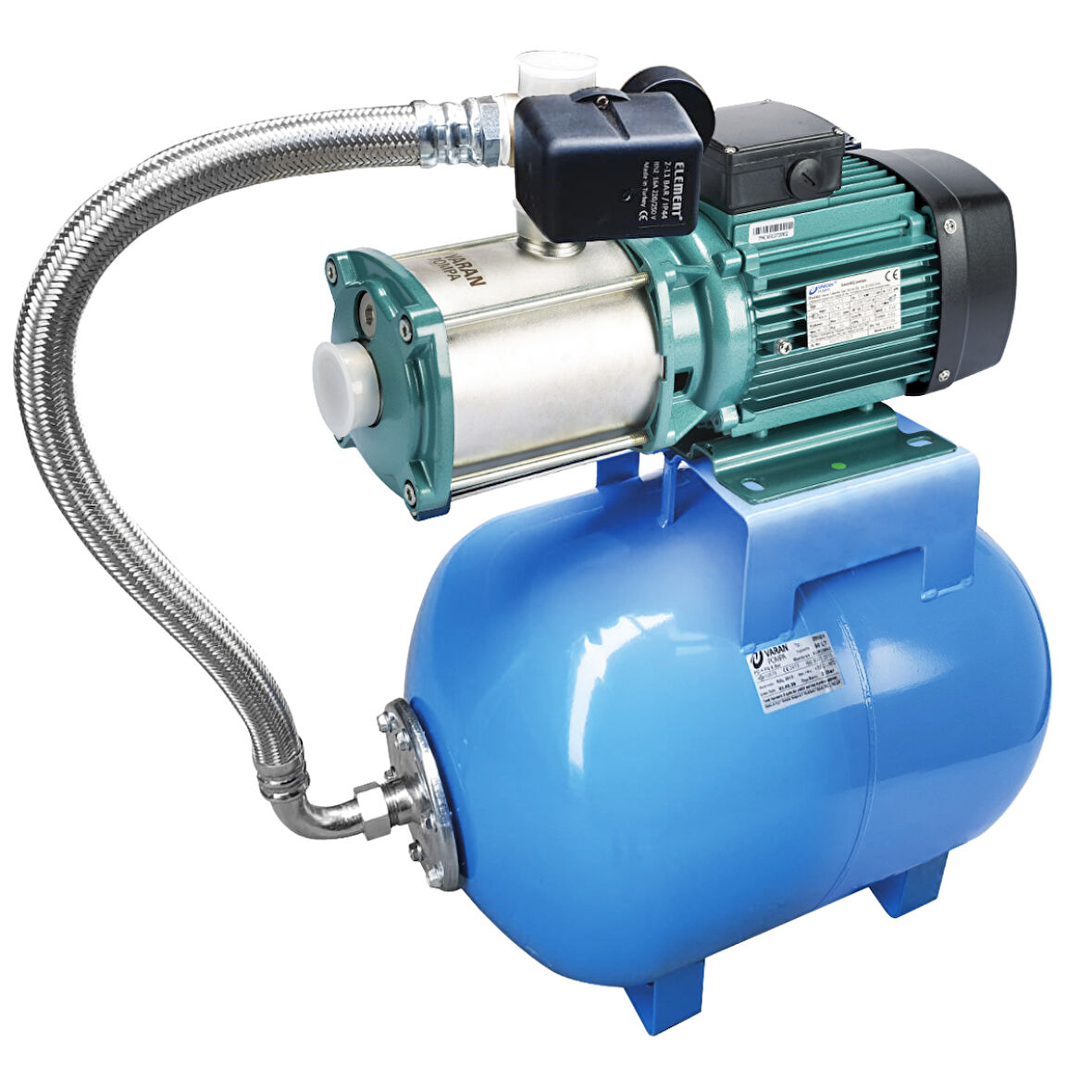 Varan BM2-9x5 HID/50 LT Tanklı Yatay Kademeli Hidrofor 1 HP/ 0.75 kW, Monofaze 220 V, 23 - 46 Mss