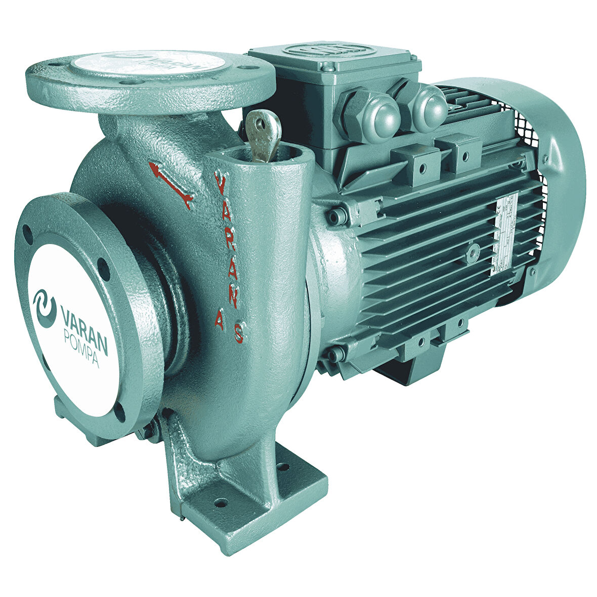 Varan CAS 20 Monoblok Uçtan Emişli Santrifüj Pompa 20 HP / 15 kW, Trifaze 380 V, 67 Mss, 70 m3/h