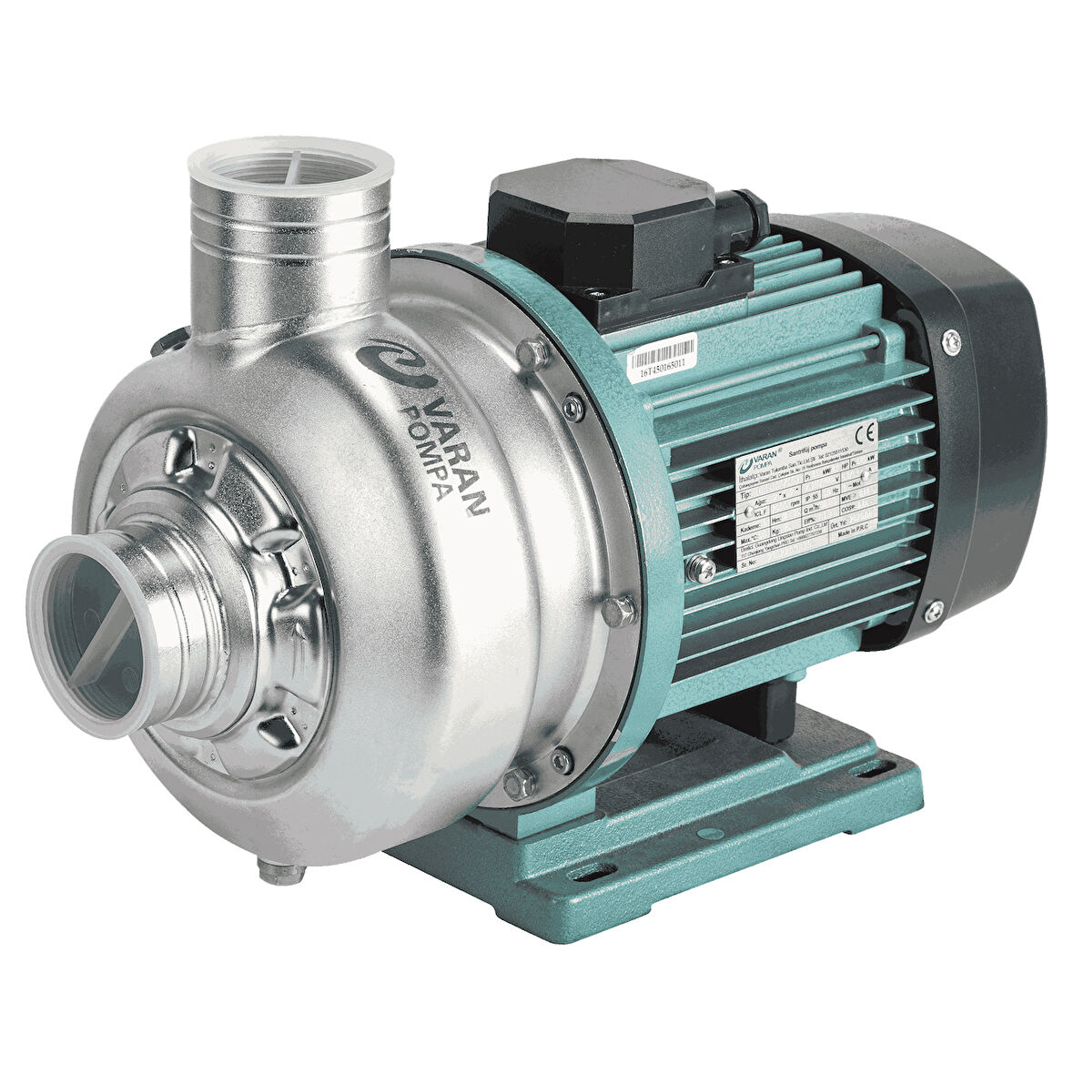 Varan DWB 250/100T Tek Kademe Paslanmaz Santrifüj Pompa 1.5 HP / 1.1 kW, Trifaze 380 V (AISI 304 )