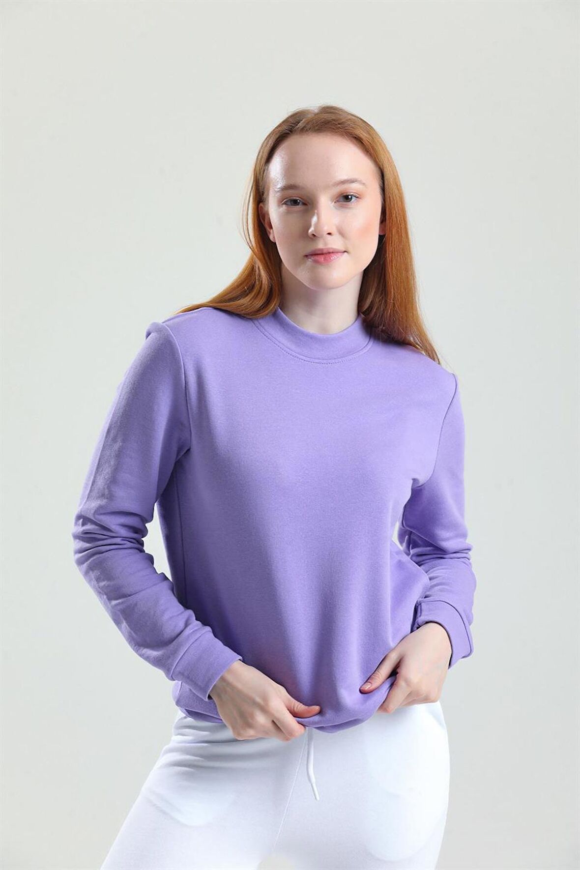 Lila Dik Yaka Sweatshirt